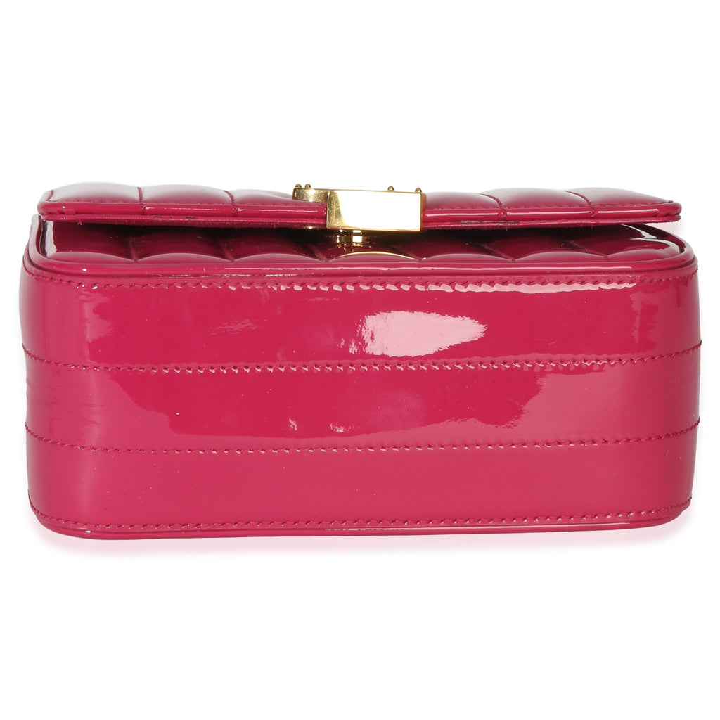 Pink Patent Matelasse Monogram Small Vicky Chain Bag