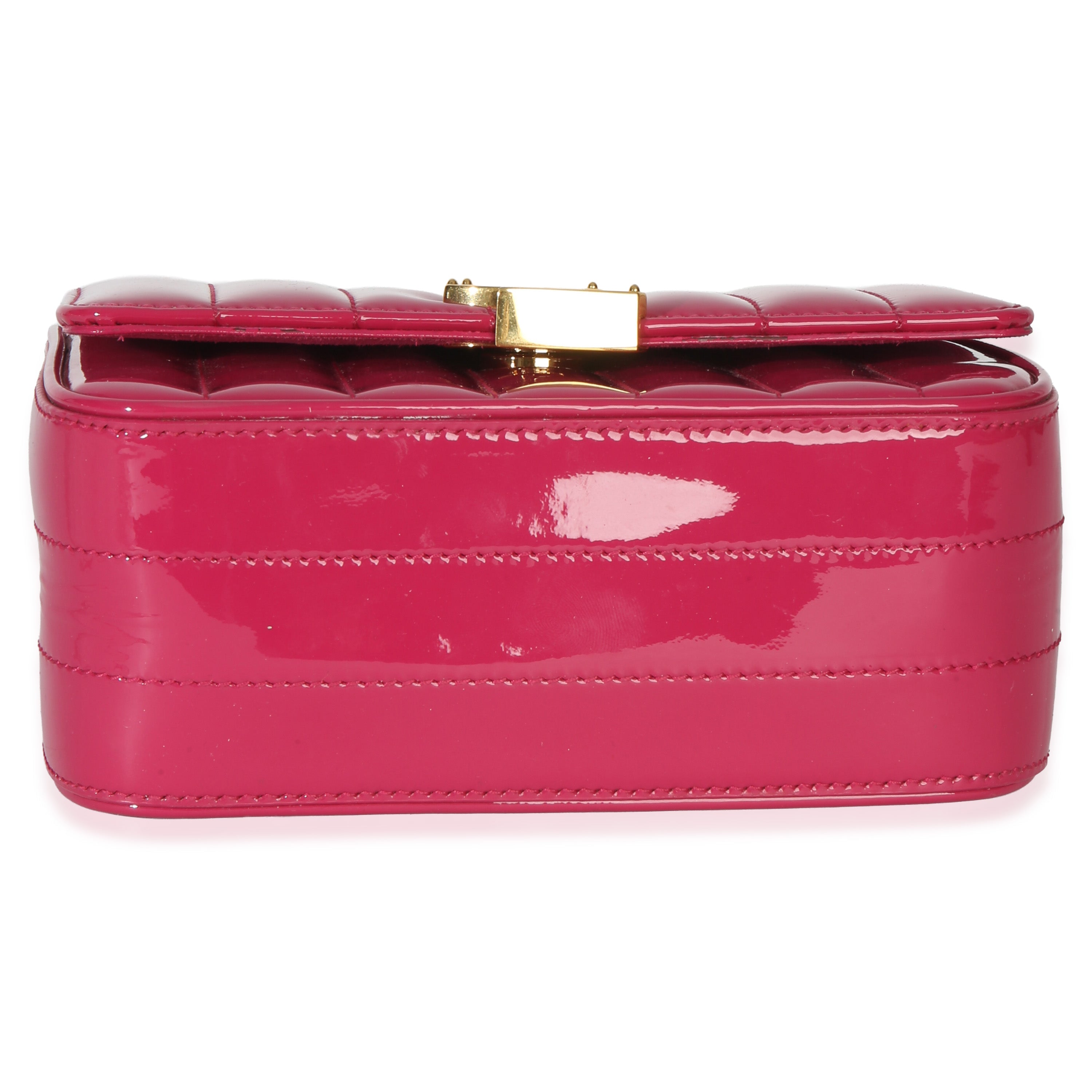 Pink Patent Matelasse Monogram Small Vicky Chain Bag