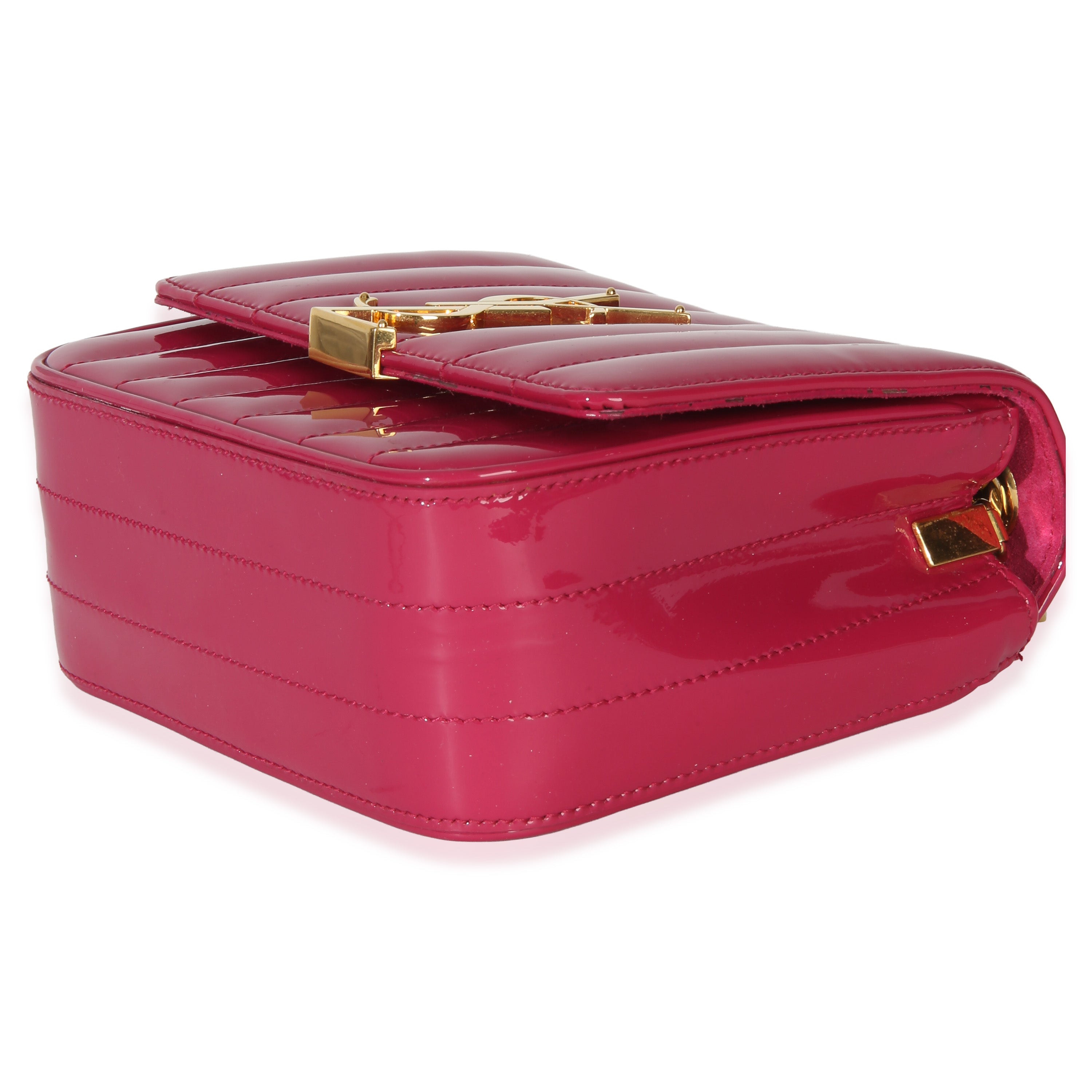 Pink Patent Matelasse Monogram Small Vicky Chain Bag