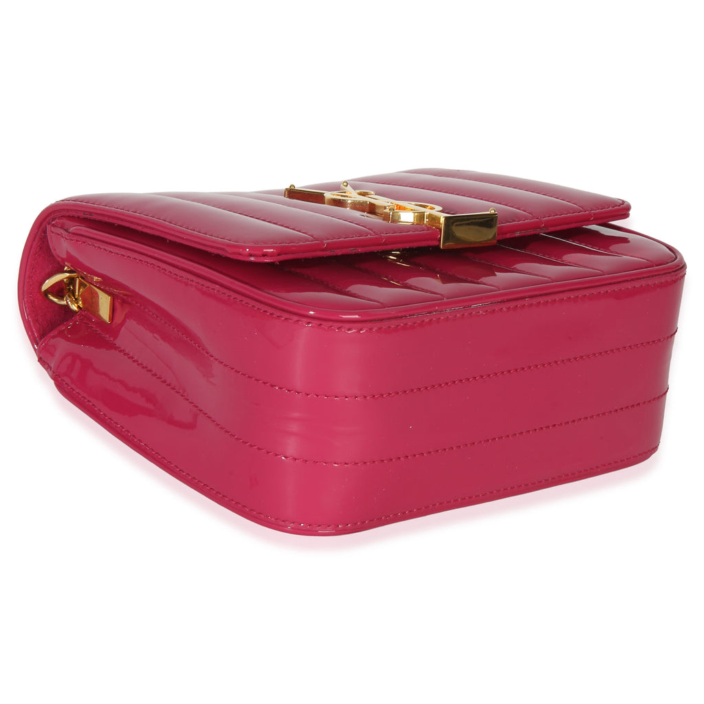 Pink Patent Matelasse Monogram Small Vicky Chain Bag