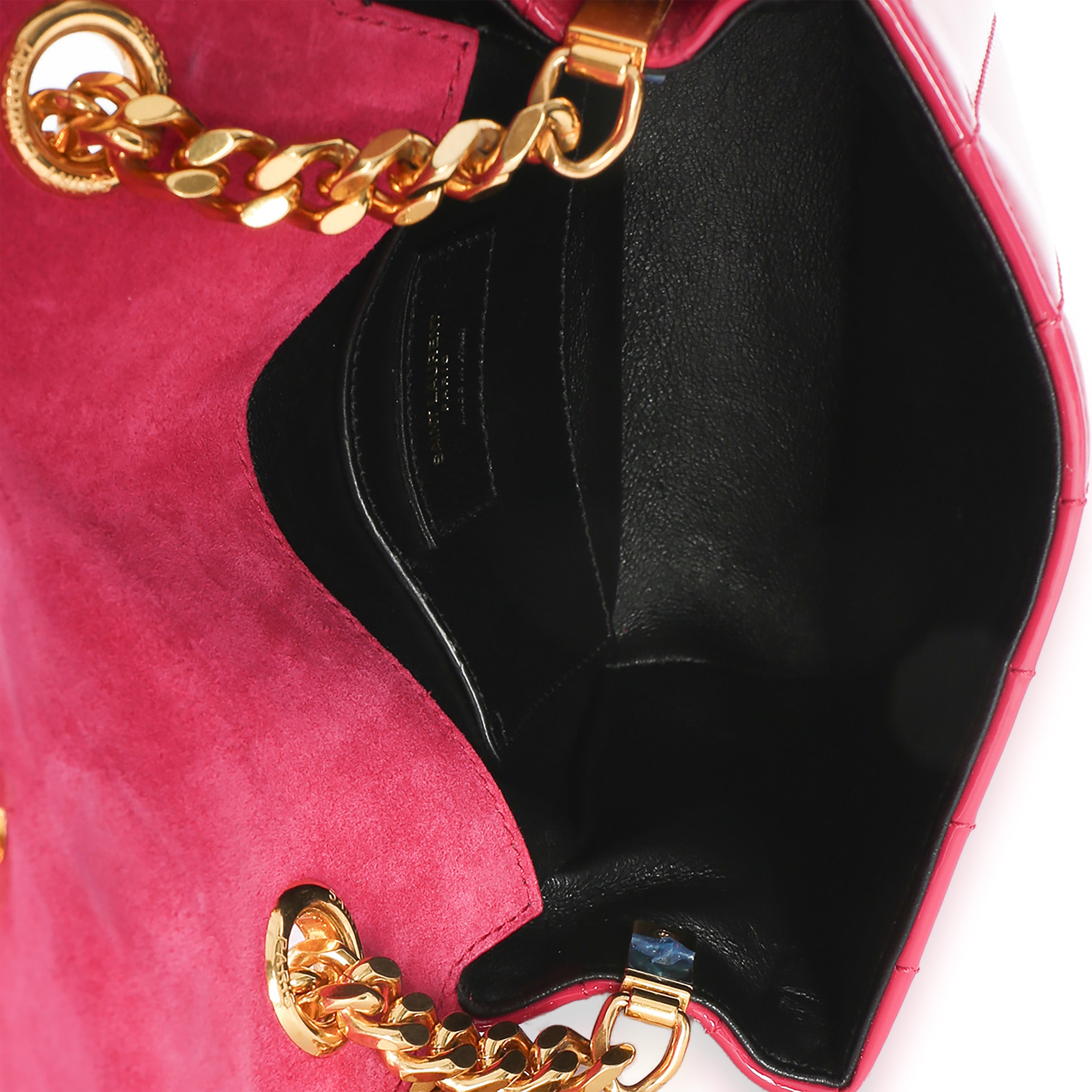 Pink Patent Matelasse Monogram Small Vicky Chain Bag