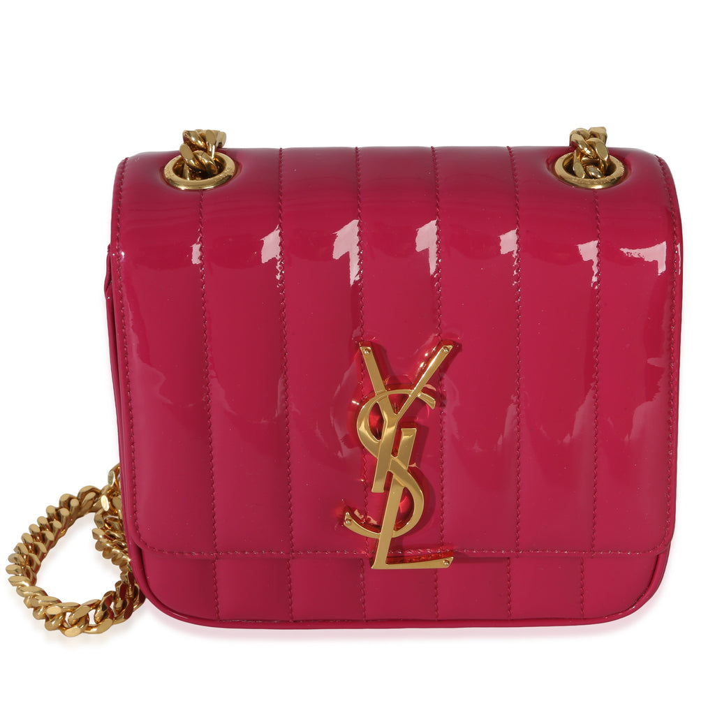 Pink Patent Matelasse Monogram Small Vicky Chain Bag