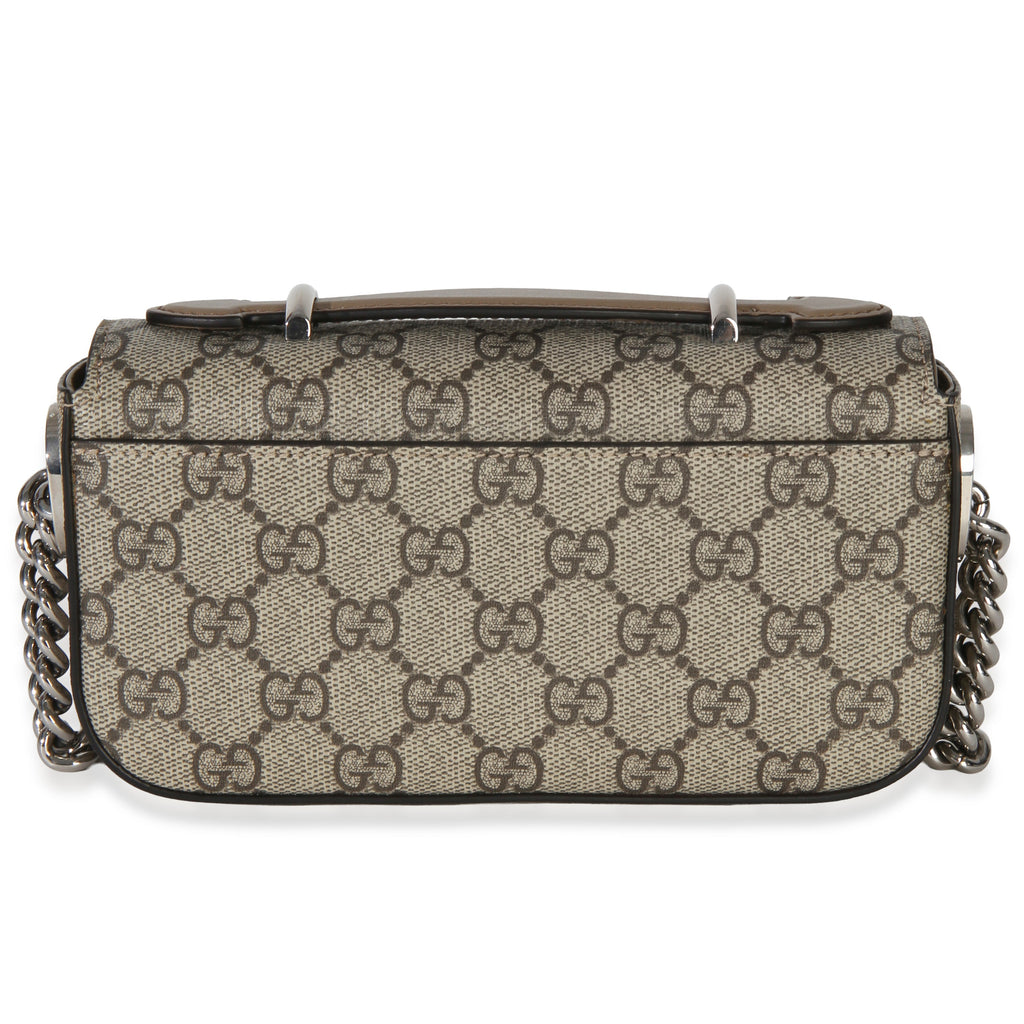 Beige Ebony GG Supreme Senna Petite GG Top Handle Chain Shoulder Bag