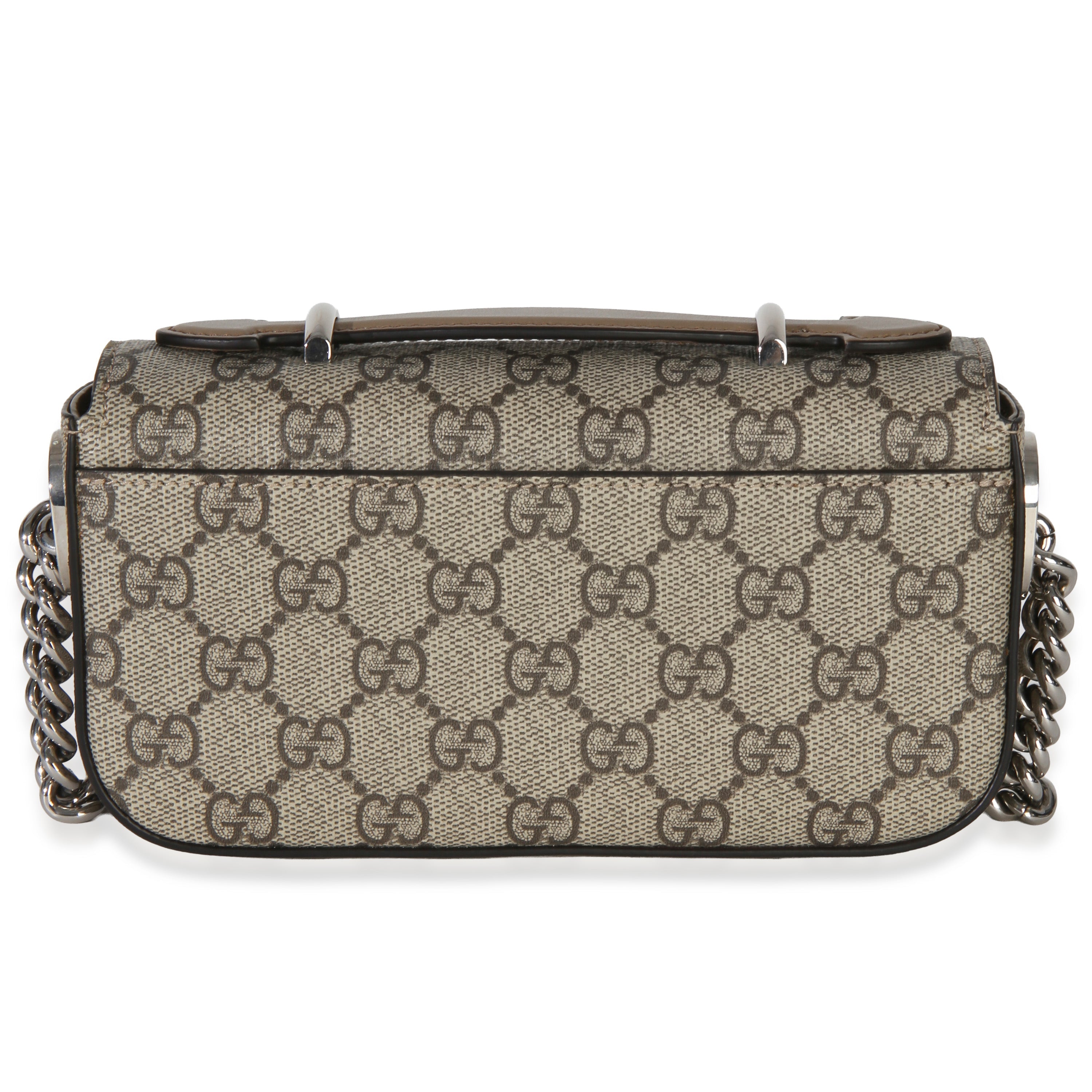 Beige Ebony GG Supreme Senna Petite GG Top Handle Chain Shoulder Bag
