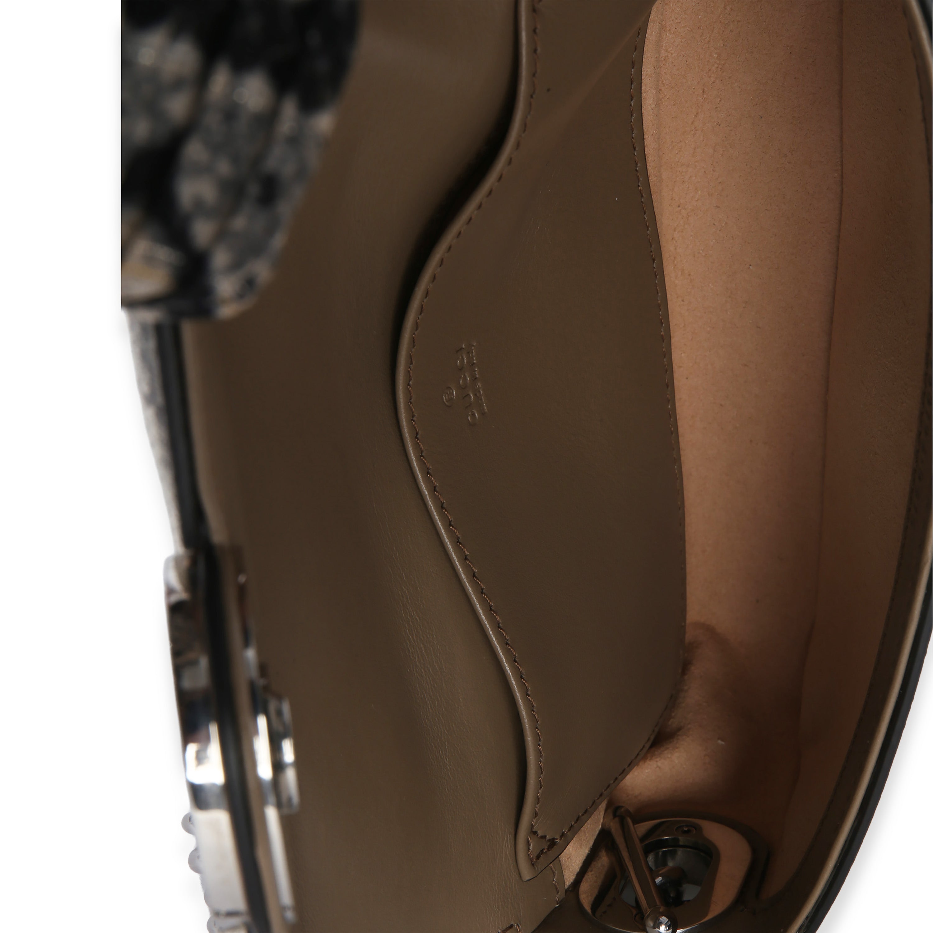 Beige Ebony GG Supreme Senna Petite GG Top Handle Chain Shoulder Bag