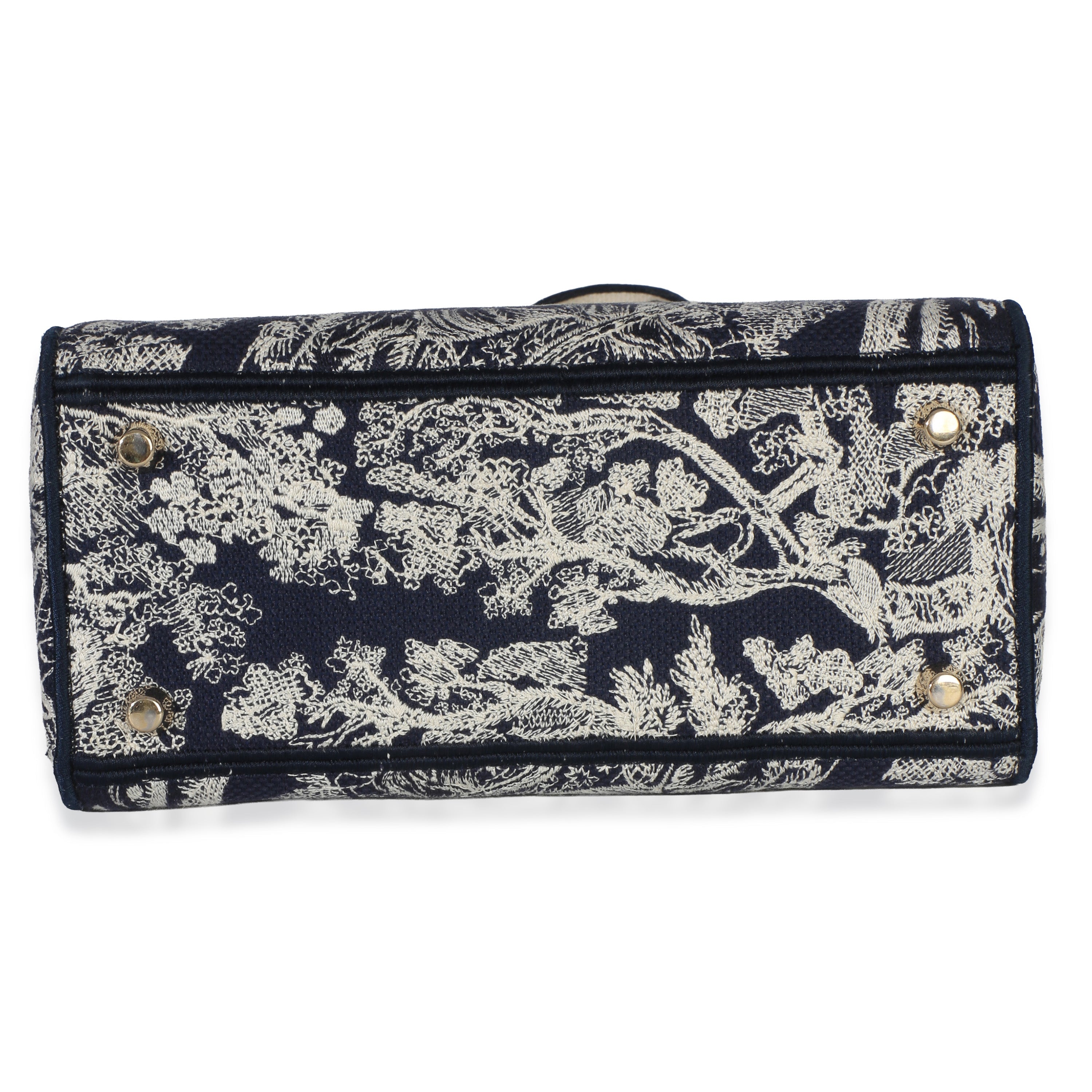 Navy Canvas Toile De Jouy Embroidered Medium Lady D-Lite