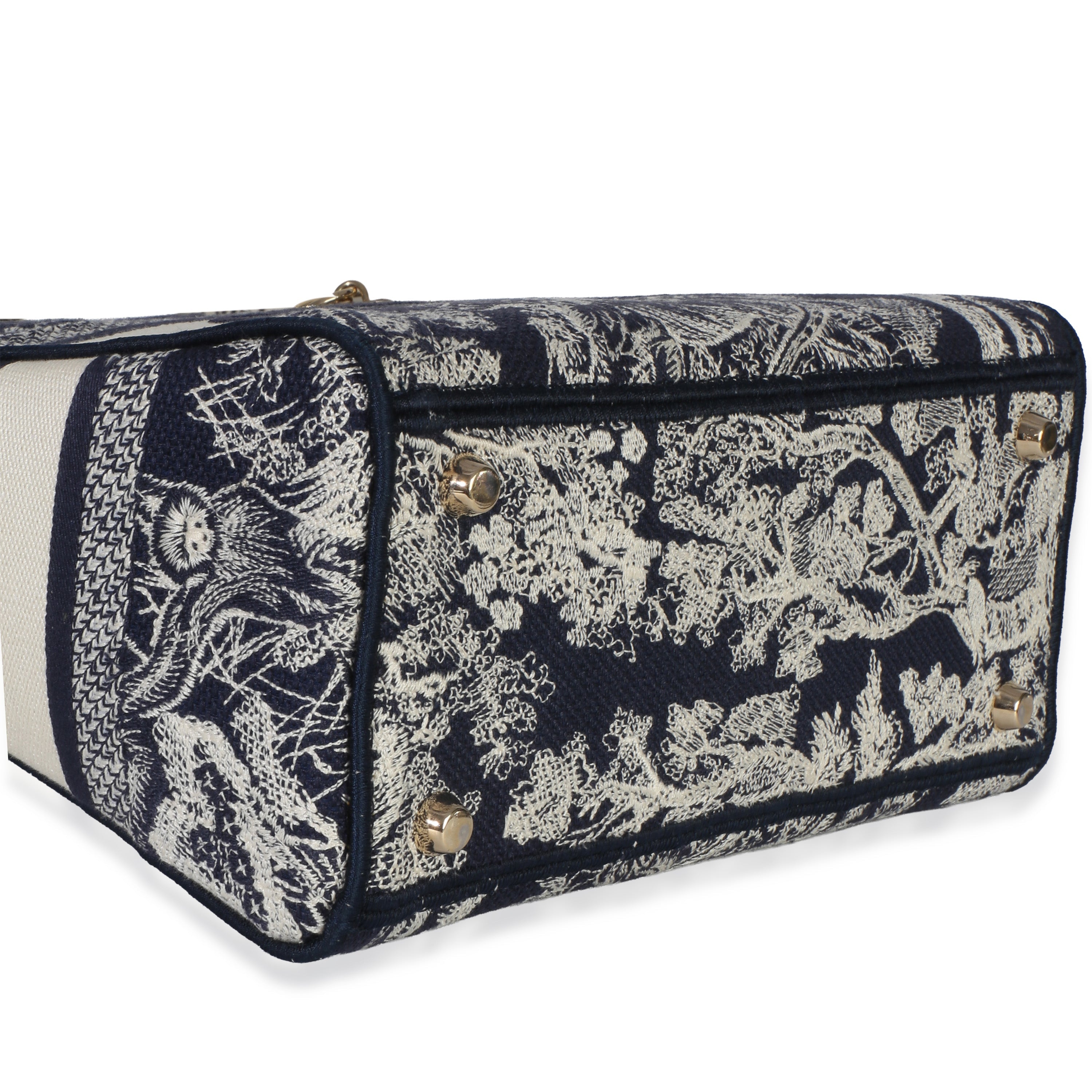 Navy Canvas Toile De Jouy Embroidered Medium Lady D-Lite