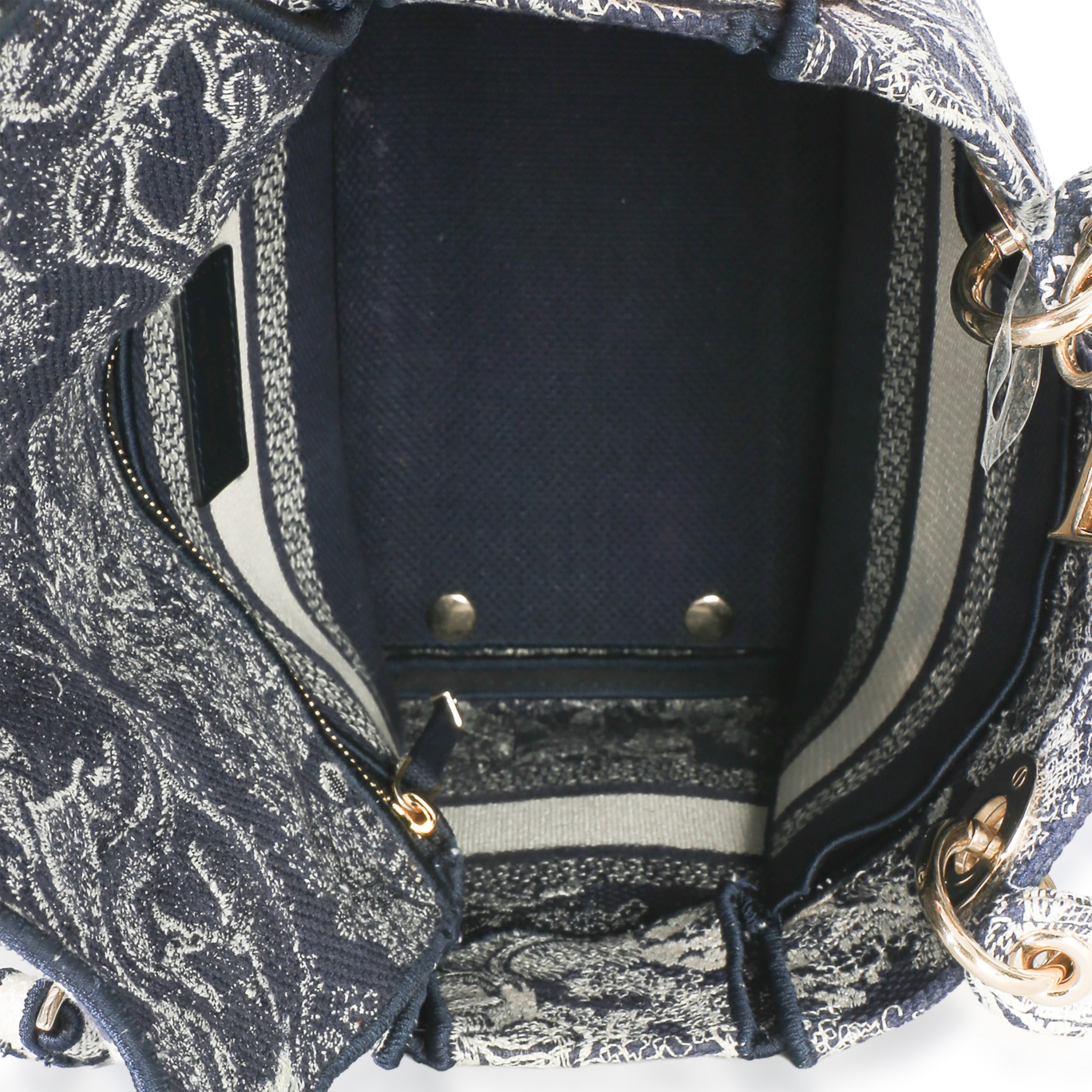 Navy Canvas Toile De Jouy Embroidered Medium Lady D-Lite