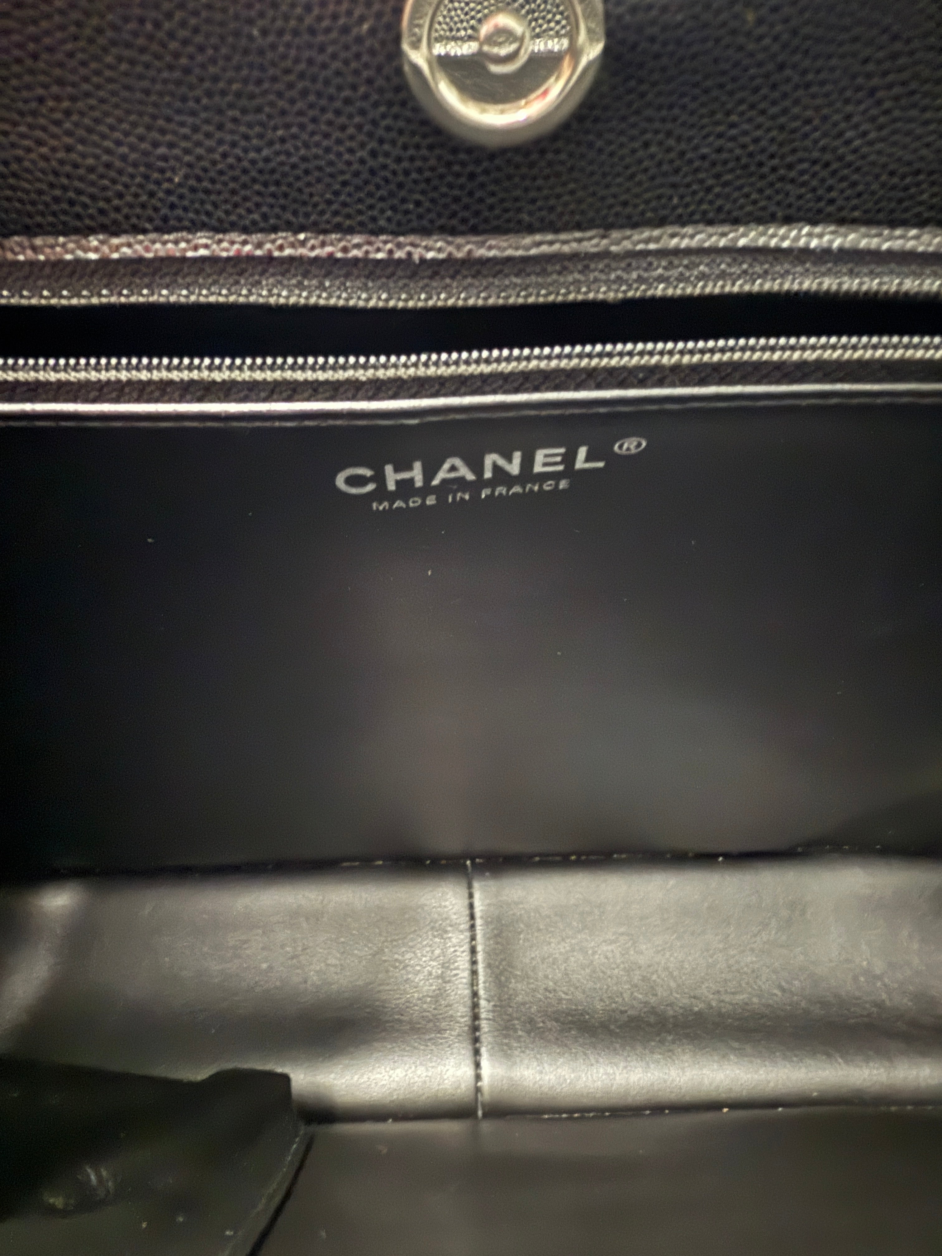 Black Quilted Caviar CC Shopping Tote