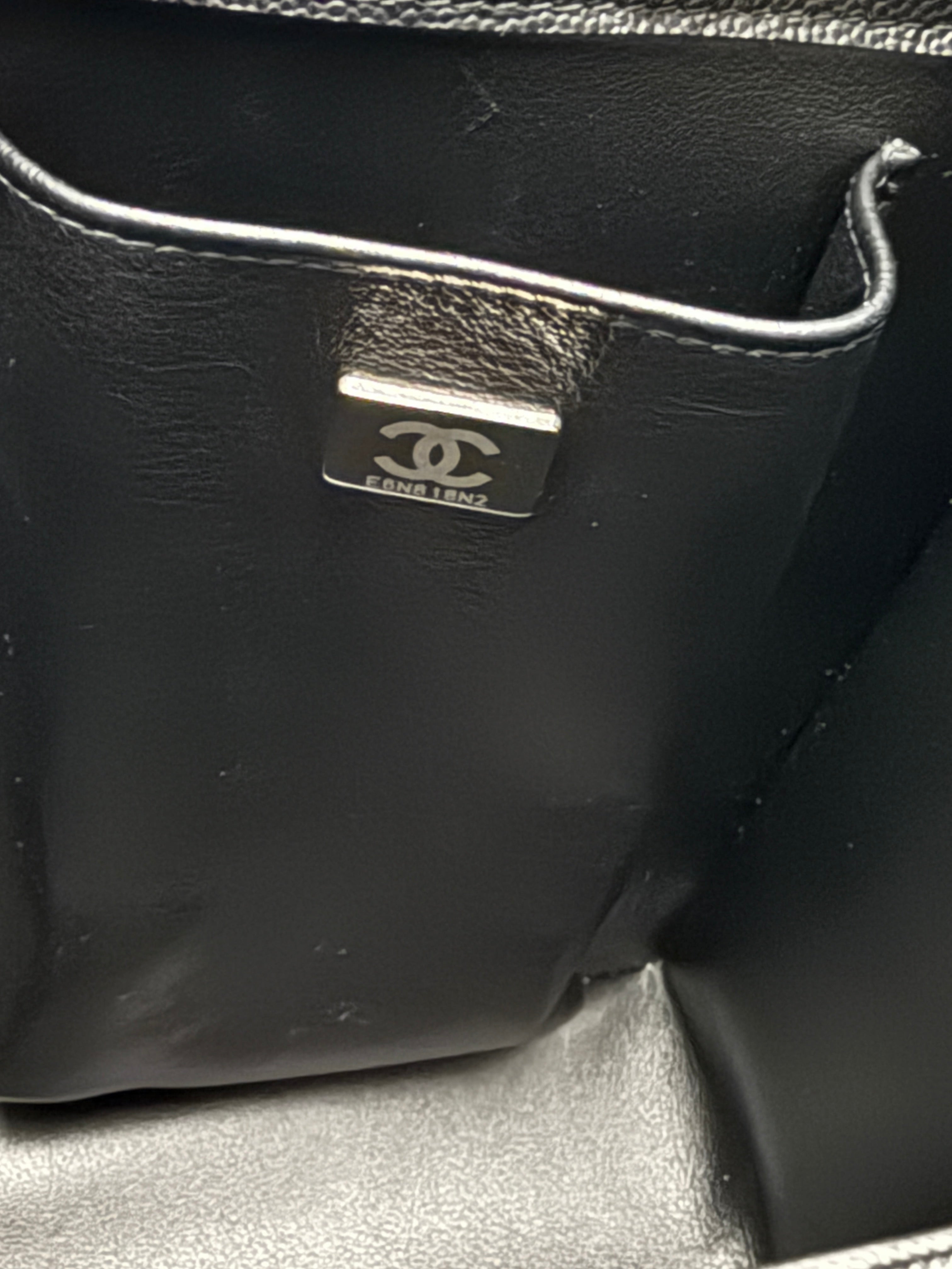 Black Quilted Caviar CC Shopping Tote