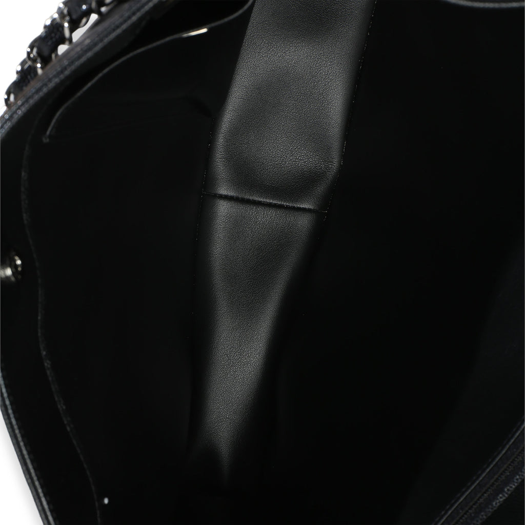 Black Quilted Caviar CC Shopping Tote