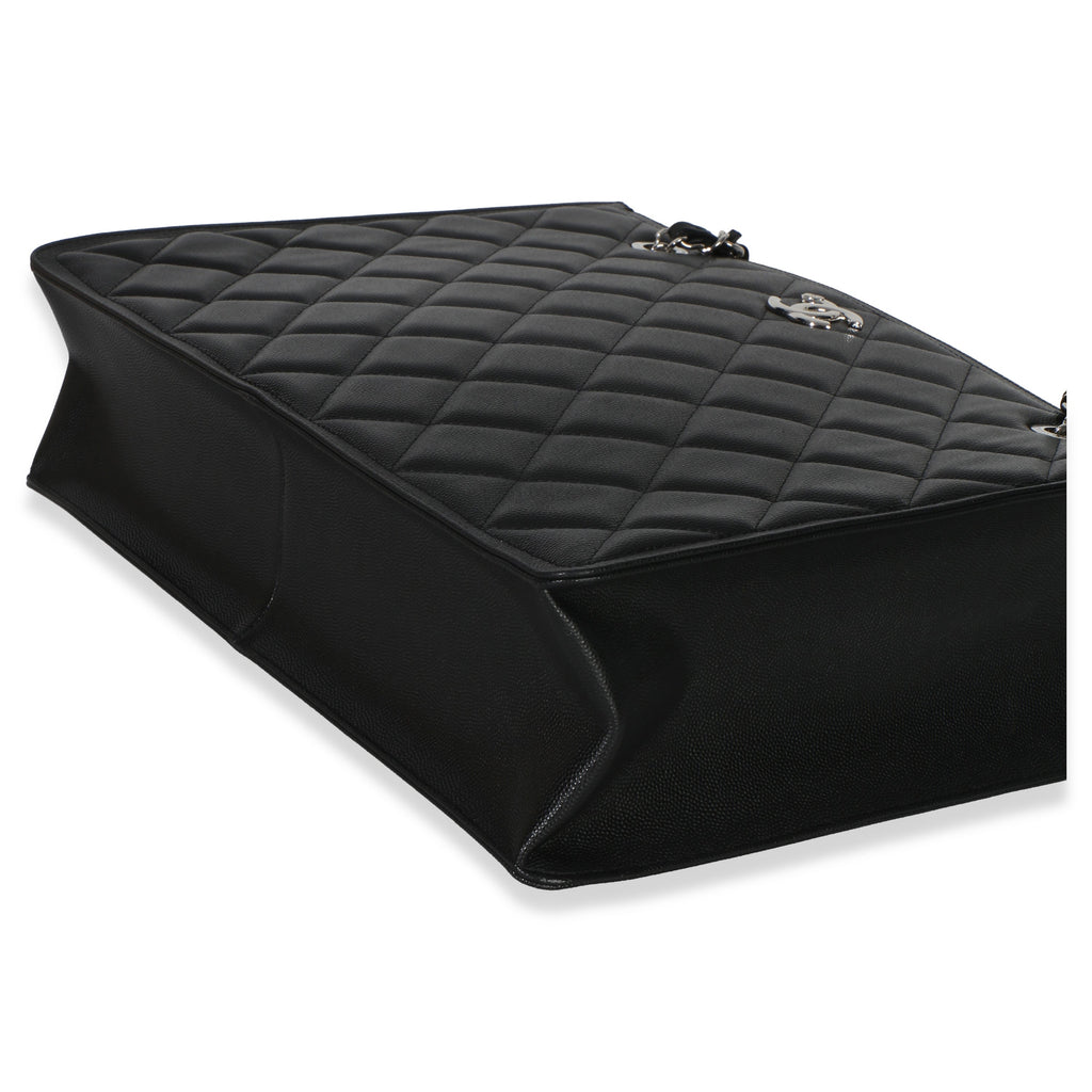 Black Quilted Caviar CC Shopping Tote