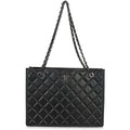 Black Quilted Caviar CC Shopping Tote