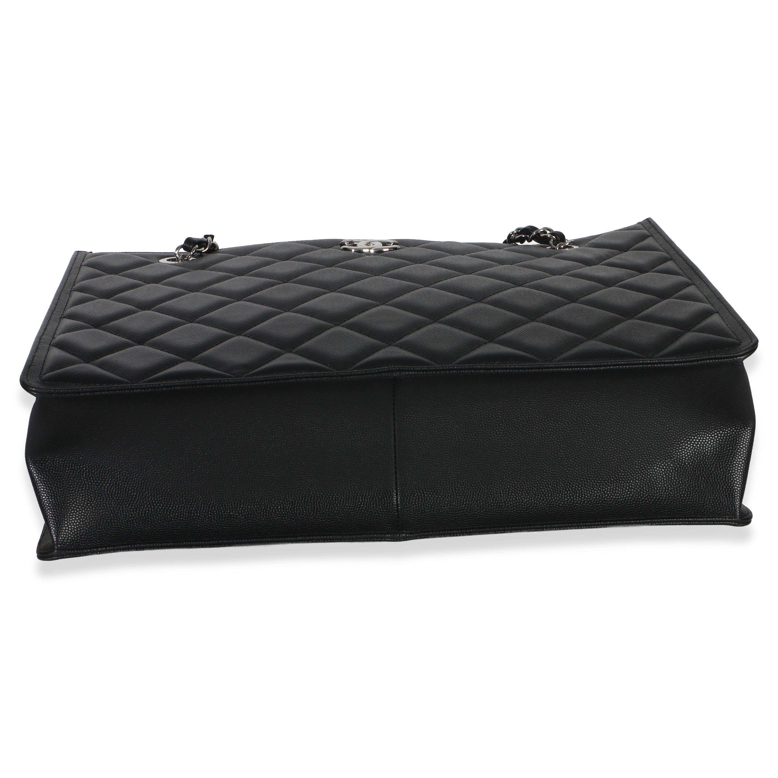 Black Quilted Caviar CC Shopping Tote