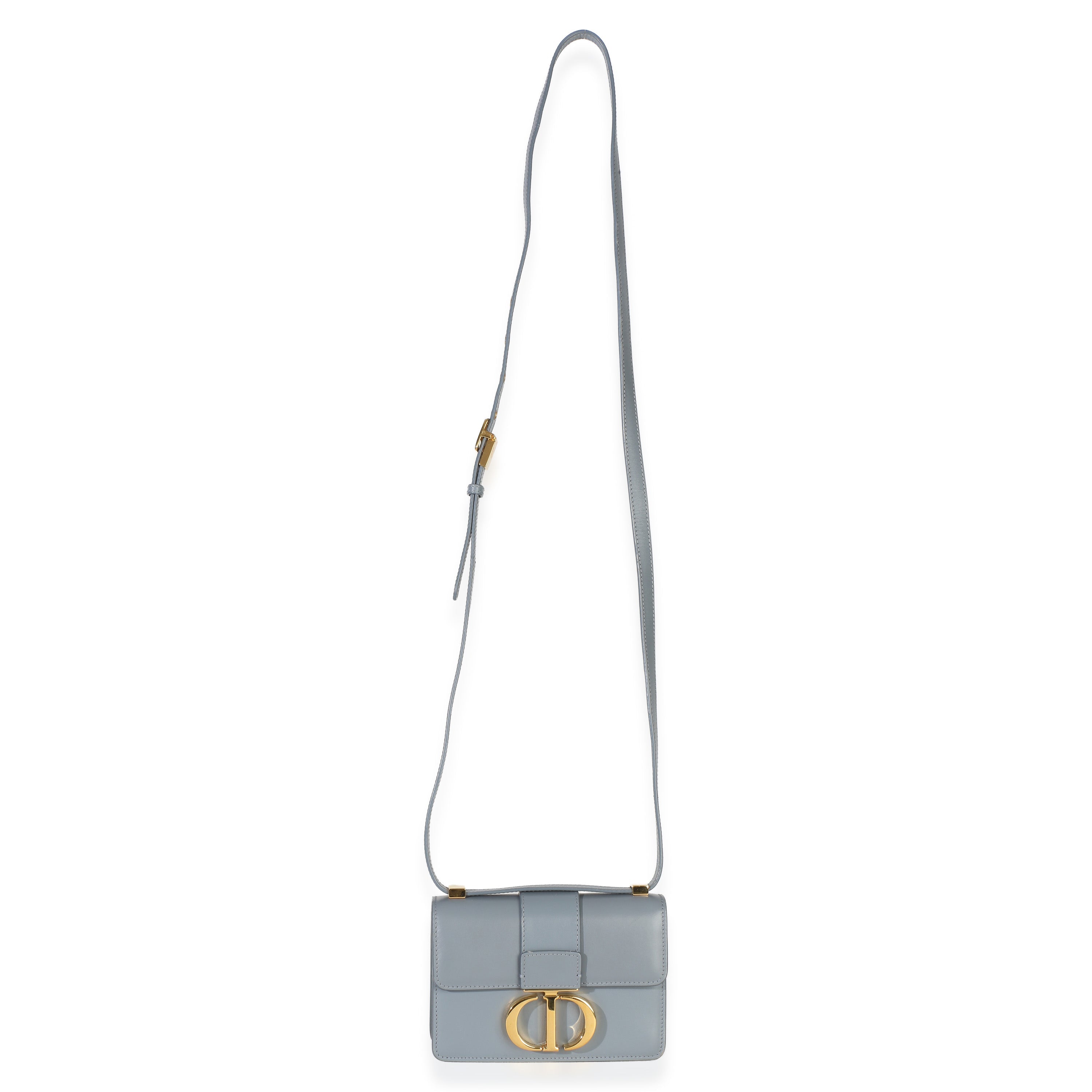 Blue Smooth Box Calfskin Micro 30 Montaigne Flap Bag