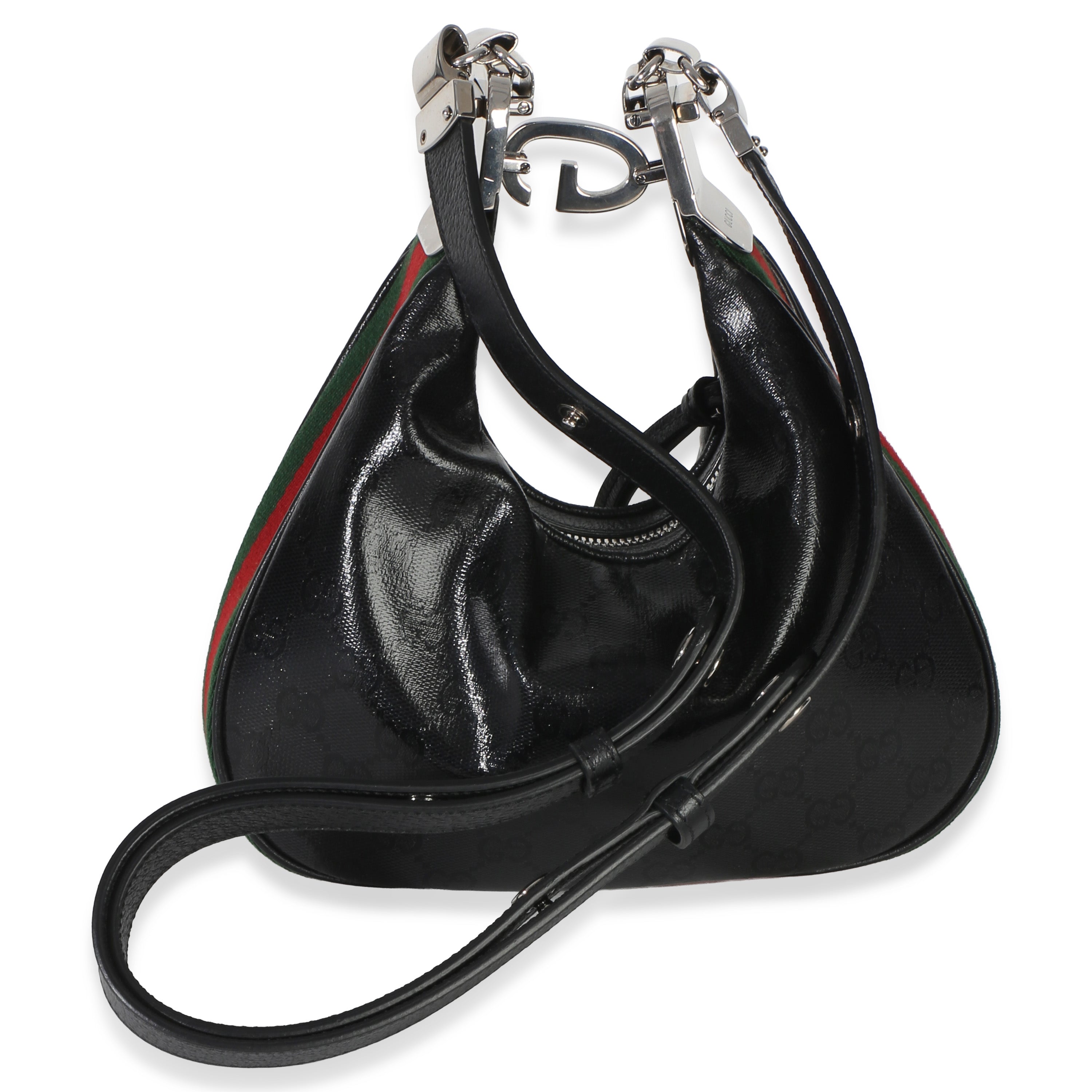 Black GG Crystal Coated Canvas Small Attache Crossbody Bag