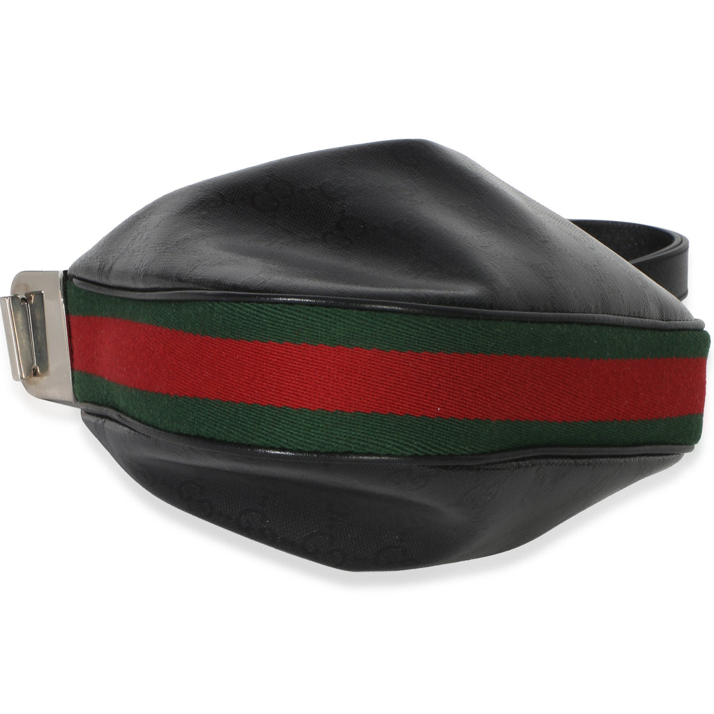 Black GG Crystal Coated Canvas Small Attache Crossbody Bag