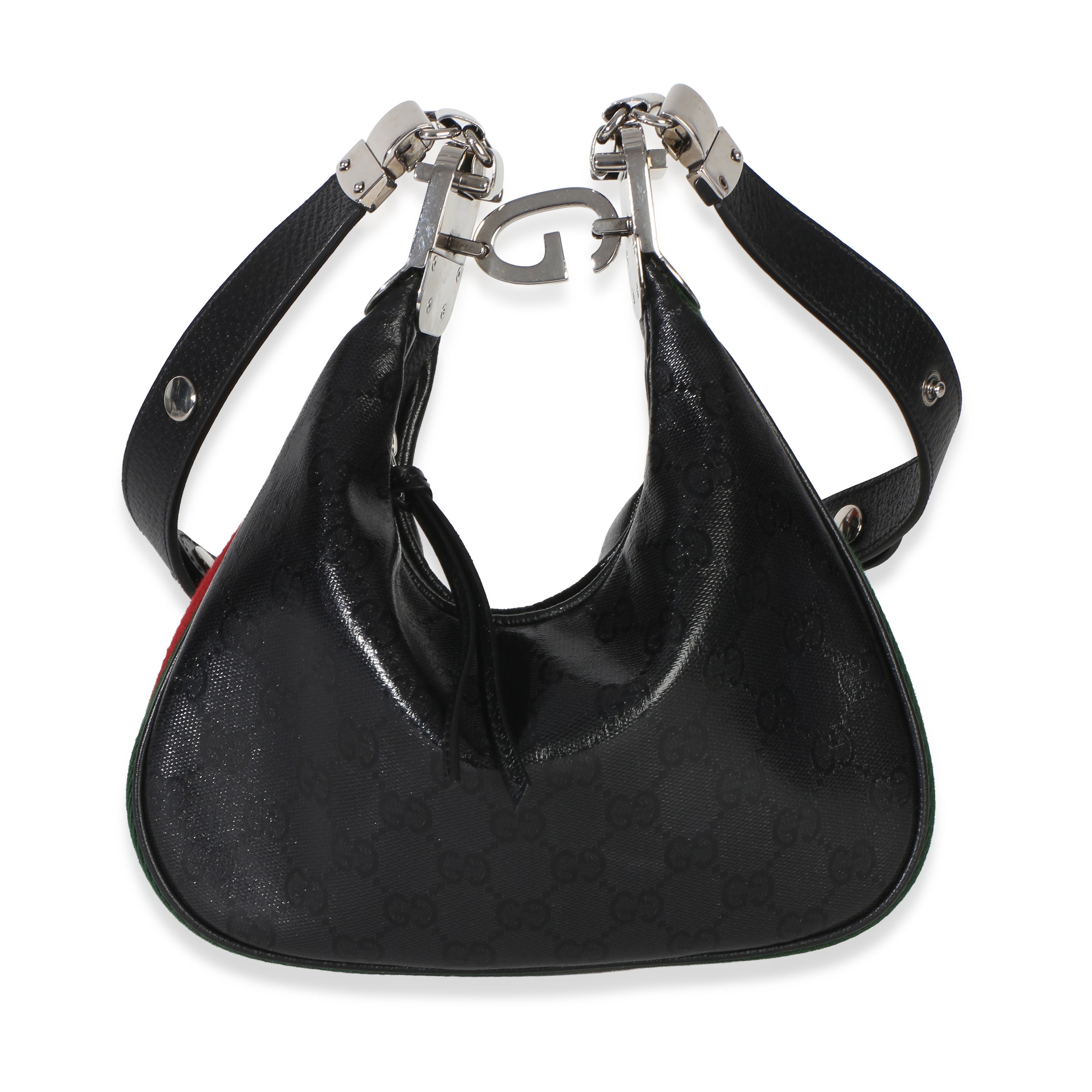 Black GG Crystal Coated Canvas Small Attache Crossbody Bag