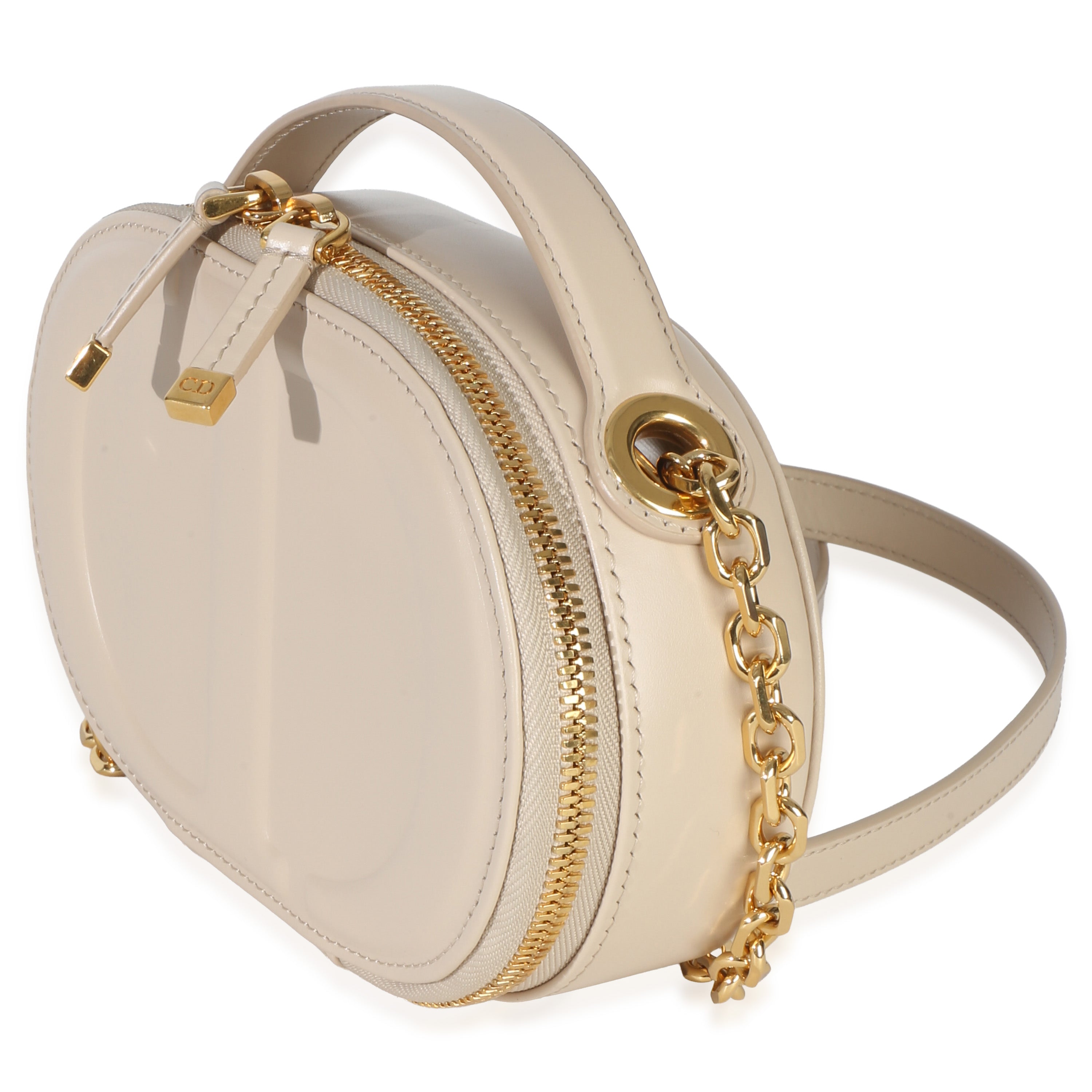Cream Calfskin CD Signature Oval Crossbody Camera Bag