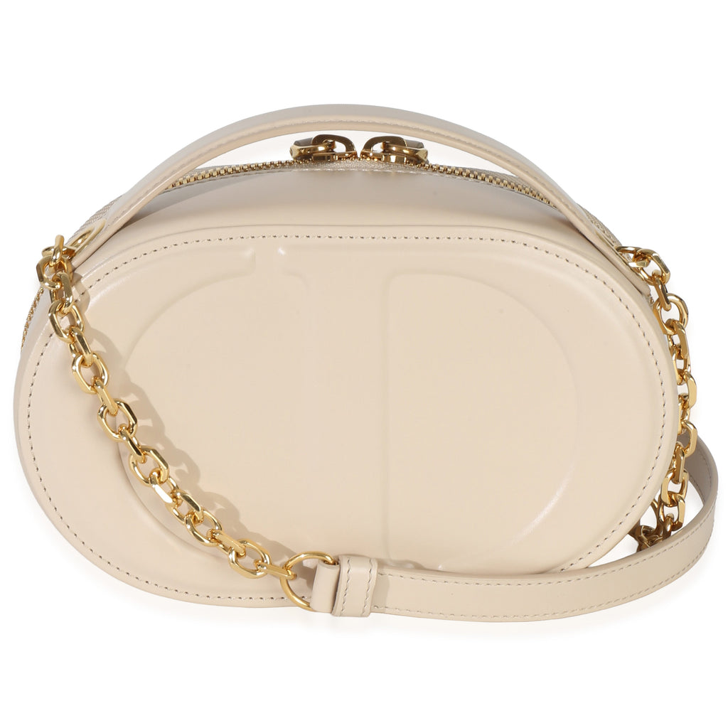 Cream Calfskin CD Signature Oval Crossbody Camera Bag