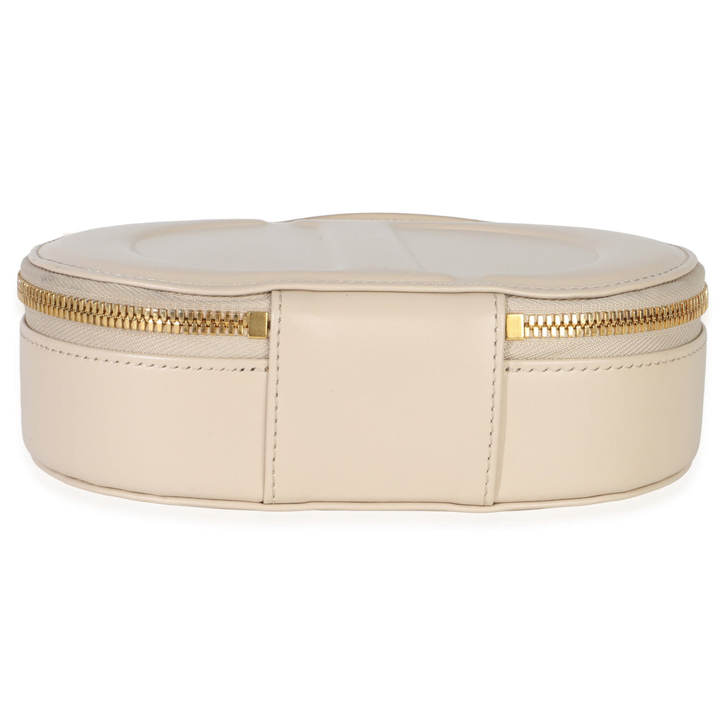 Cream Calfskin CD Signature Oval Crossbody Camera Bag