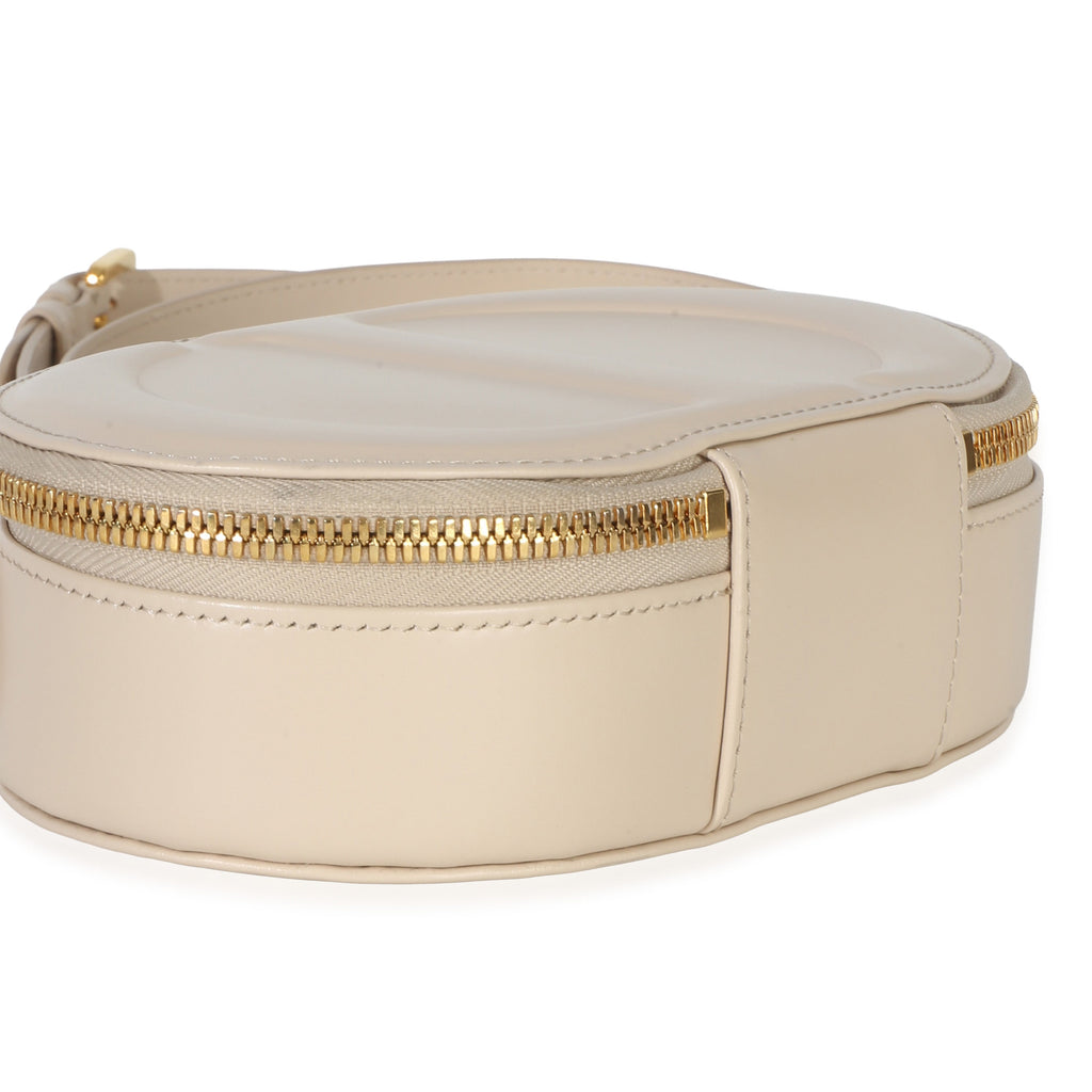 Cream Calfskin CD Signature Oval Crossbody Camera Bag