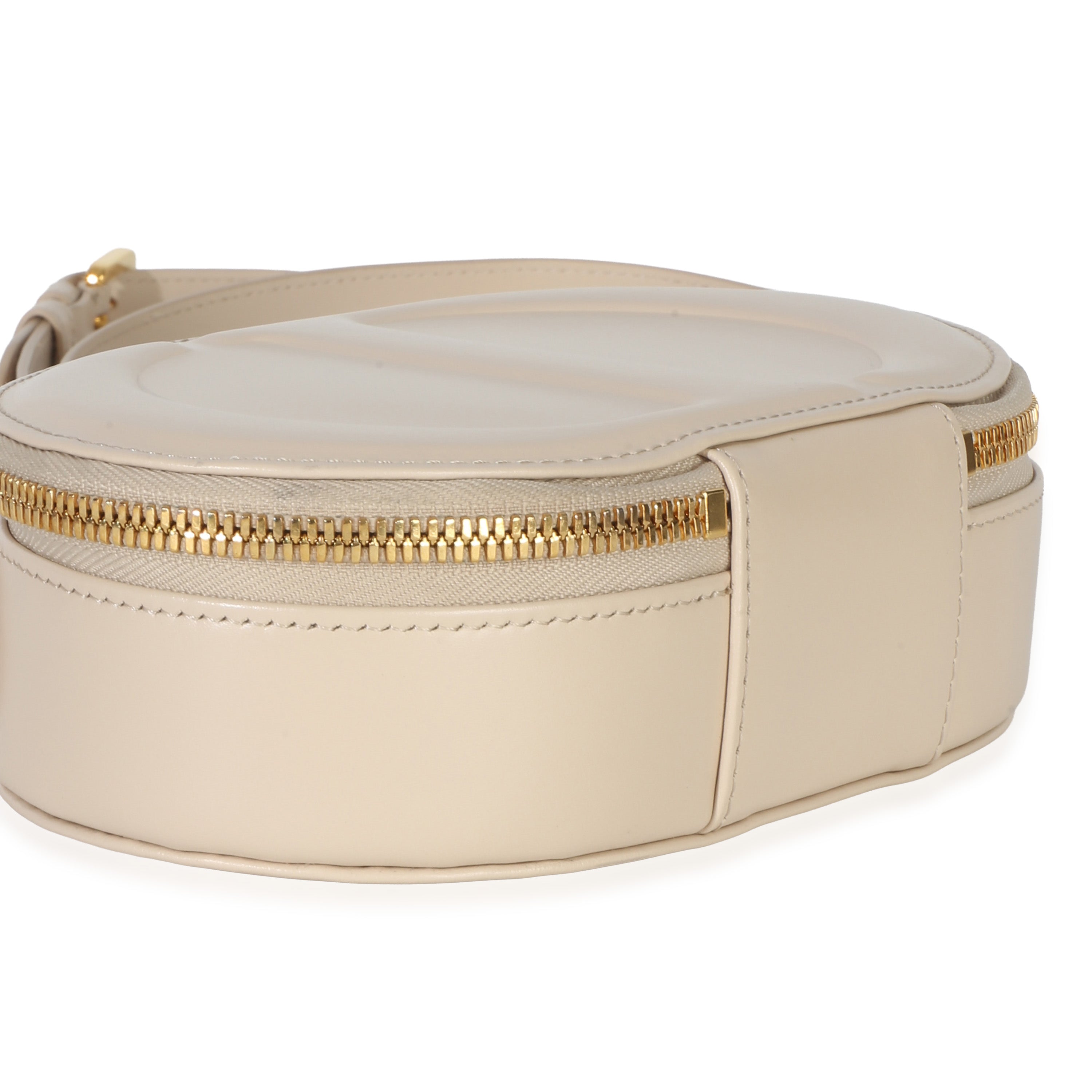 Cream Calfskin CD Signature Oval Crossbody Camera Bag