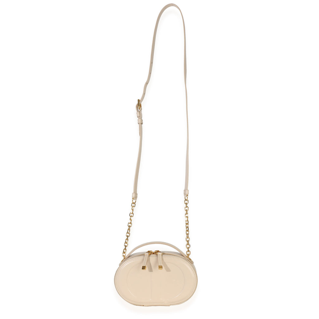 Cream Calfskin CD Signature Oval Crossbody Camera Bag