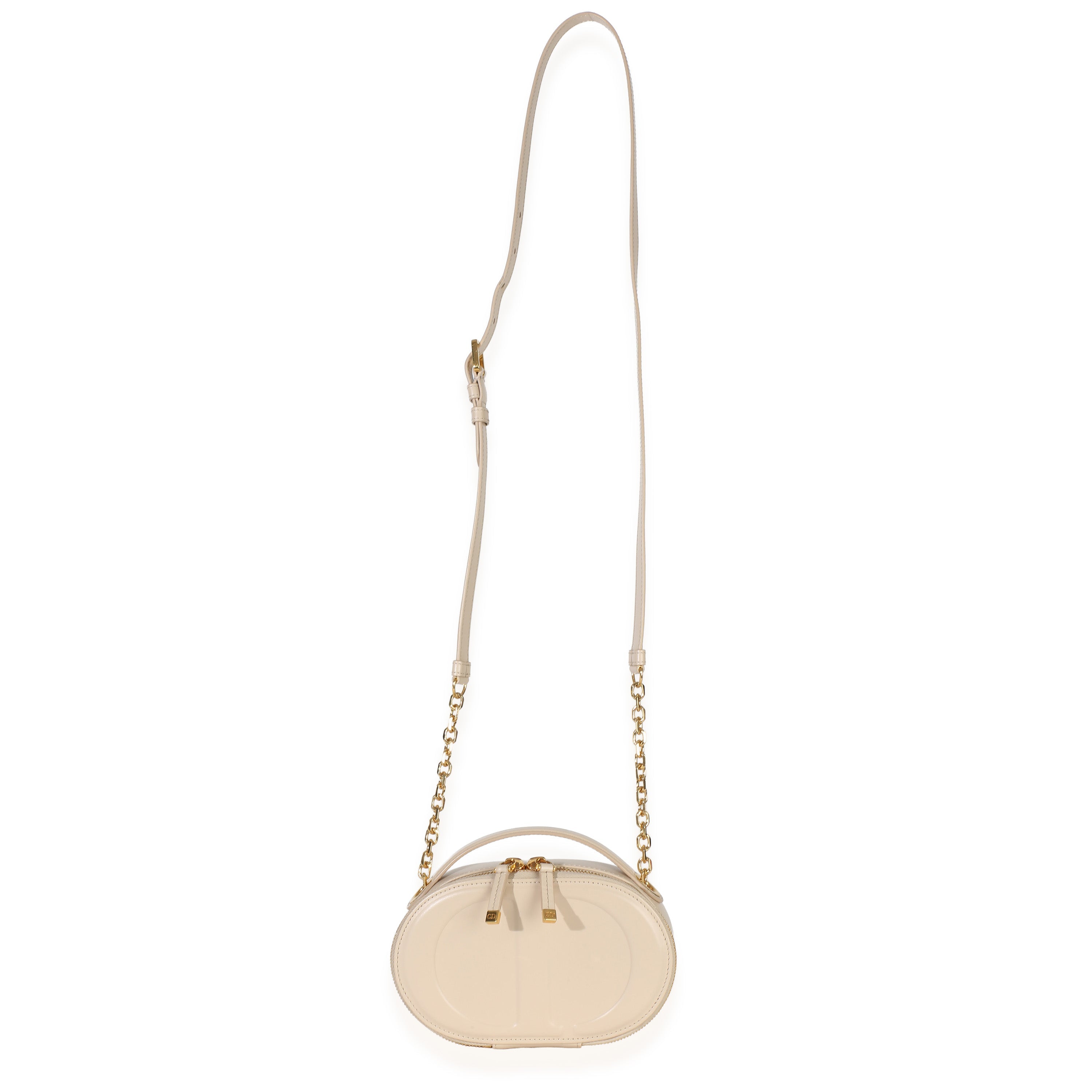 Cream Calfskin CD Signature Oval Crossbody Camera Bag