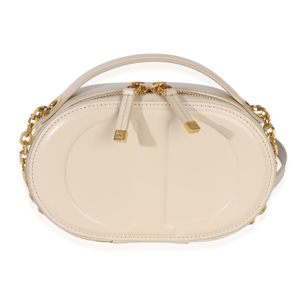 Cream Calfskin CD Signature Oval Crossbody Camera Bag