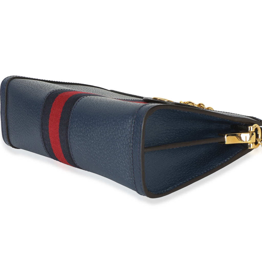Navy Calfskin GG Ophidia Small Web Chain Bag