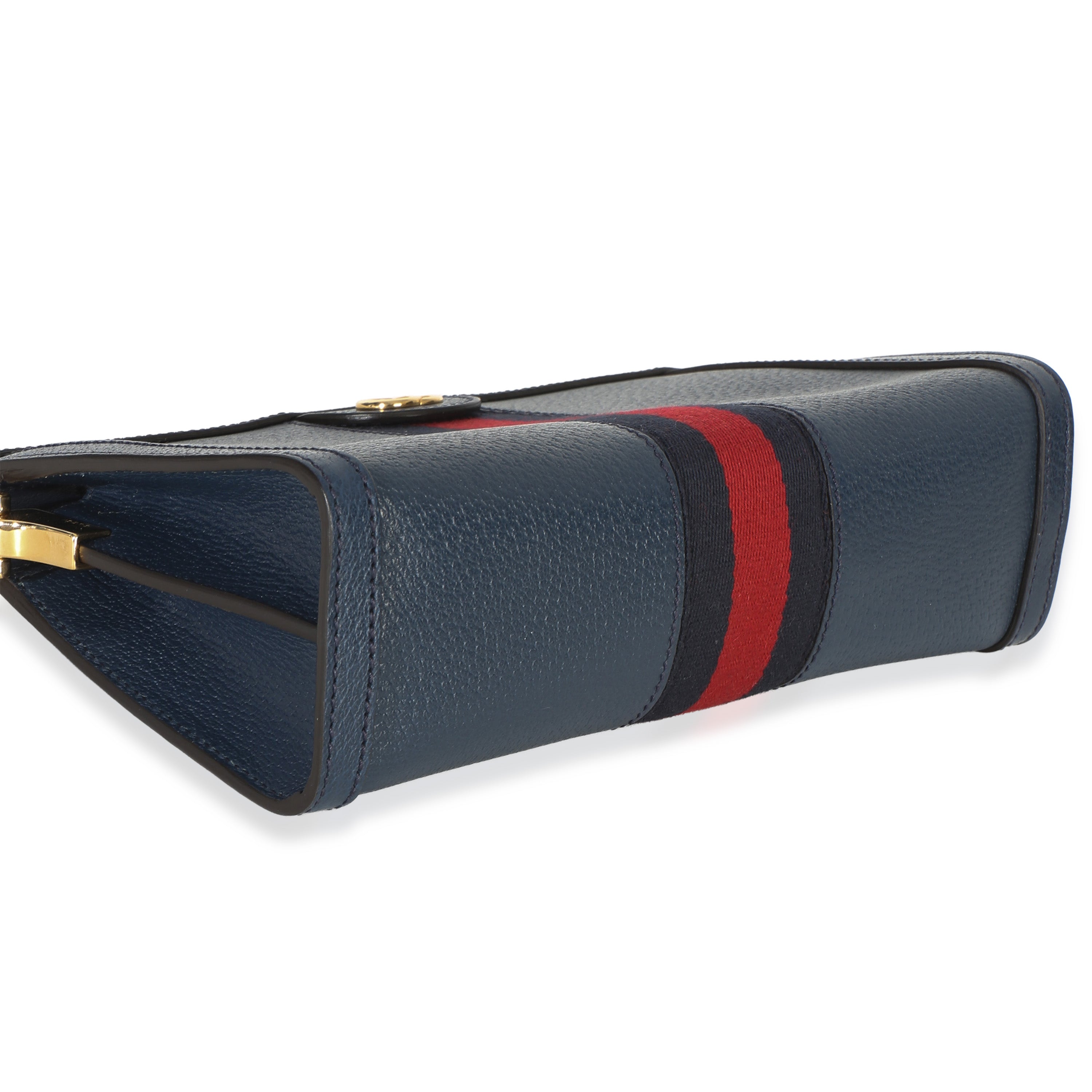 Navy Calfskin GG Ophidia Small Web Chain Bag