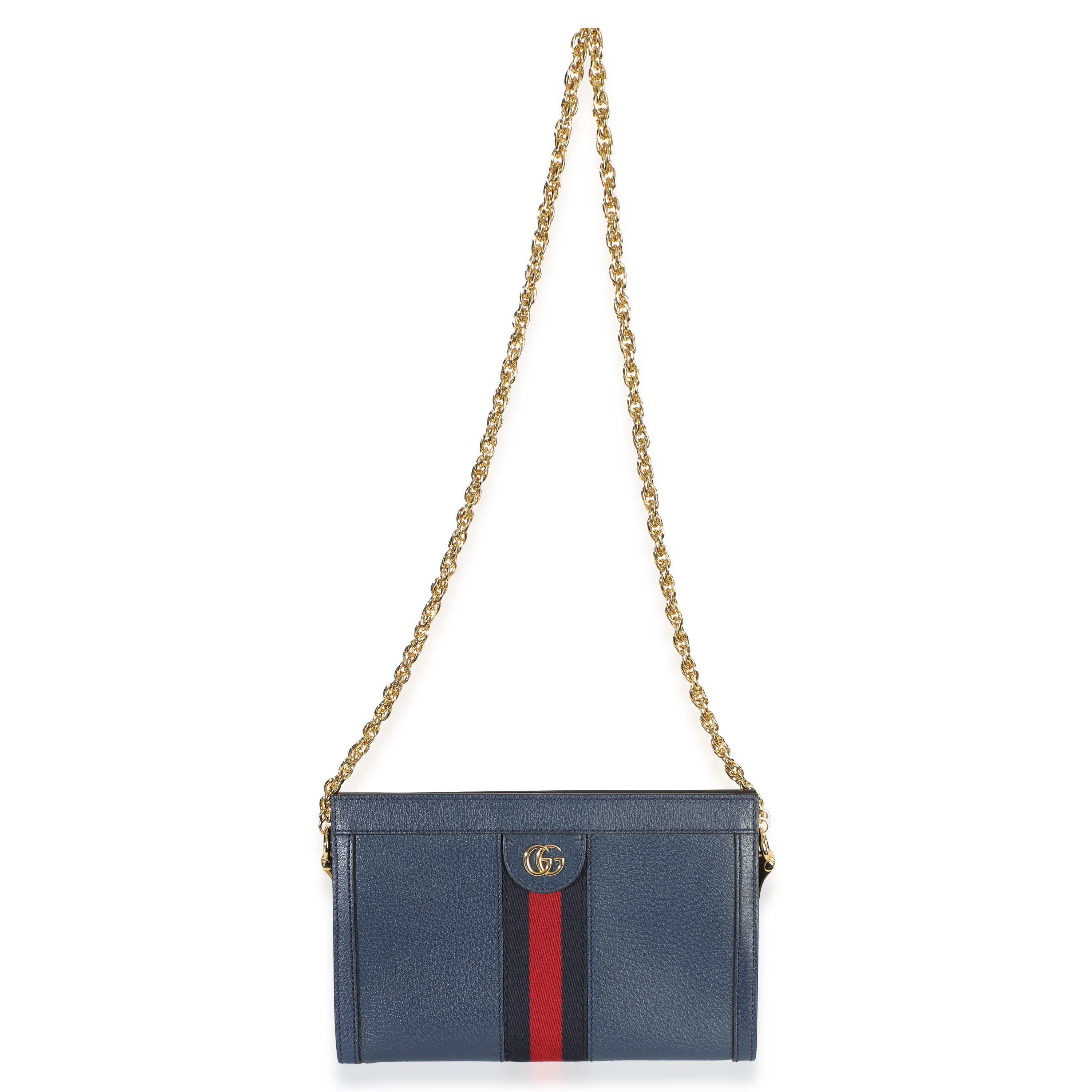 Navy Calfskin GG Ophidia Small Web Chain Bag