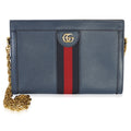 Navy Calfskin GG Ophidia Small Web Chain Bag