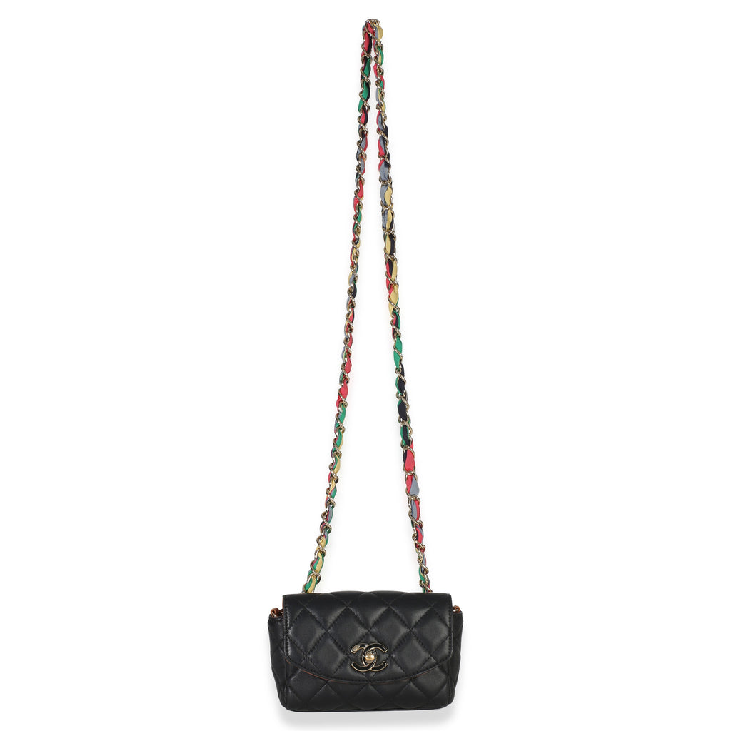 Black Quilted Lambskin Ribbon Chain Small Cocovado Flap Bag