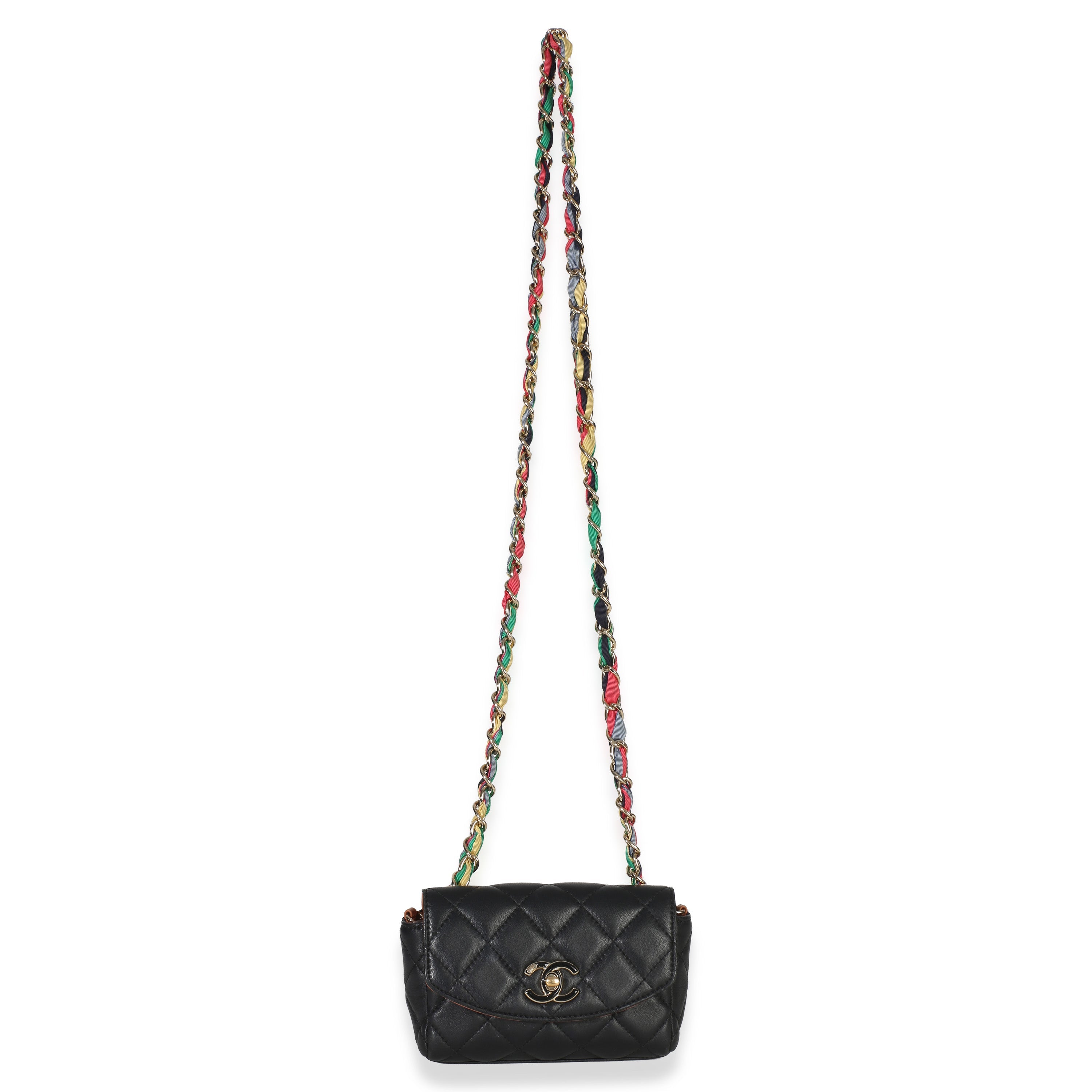 Black Quilted Lambskin Ribbon Chain Small Cocovado Flap Bag