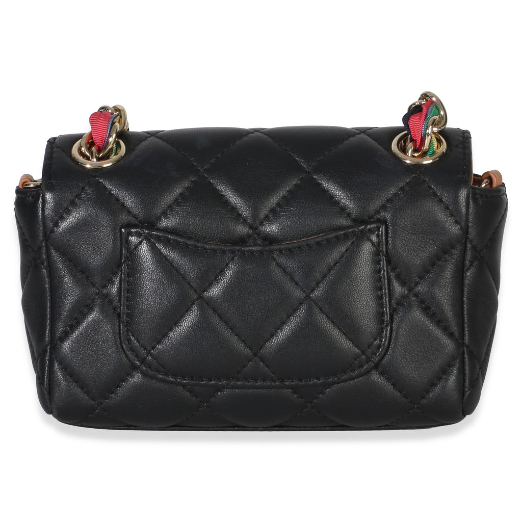 Black Quilted Lambskin Ribbon Chain Small Cocovado Flap Bag
