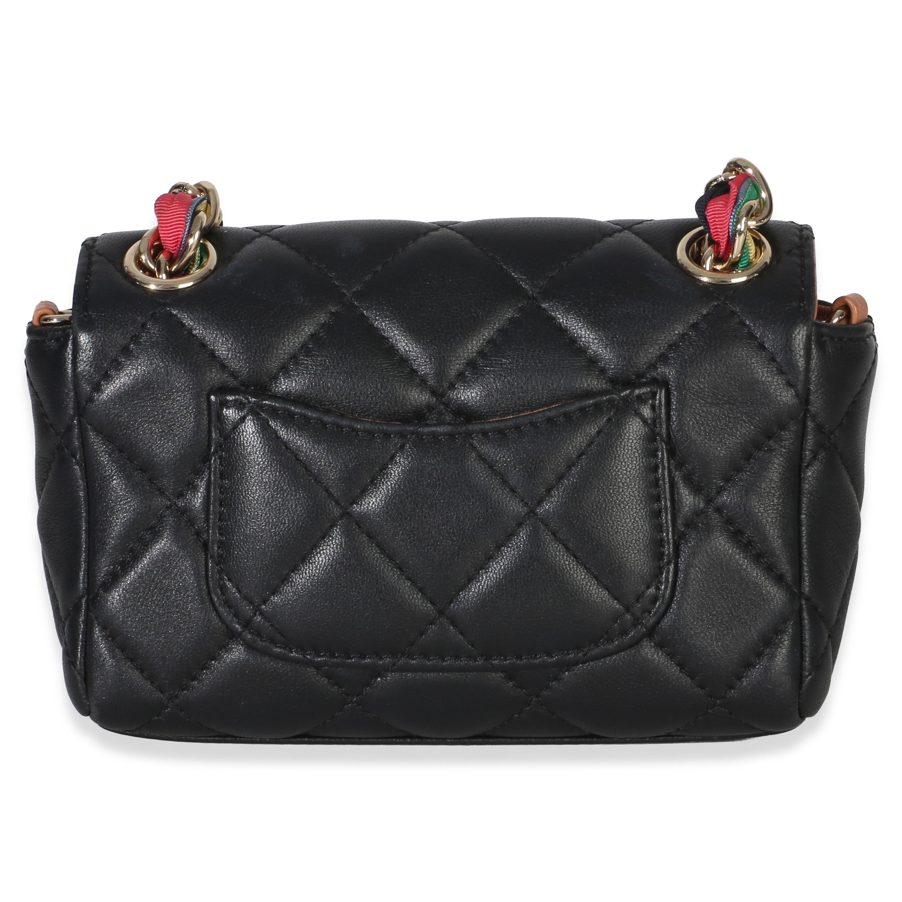 Black Quilted Lambskin Ribbon Chain Small Cocovado Flap Bag