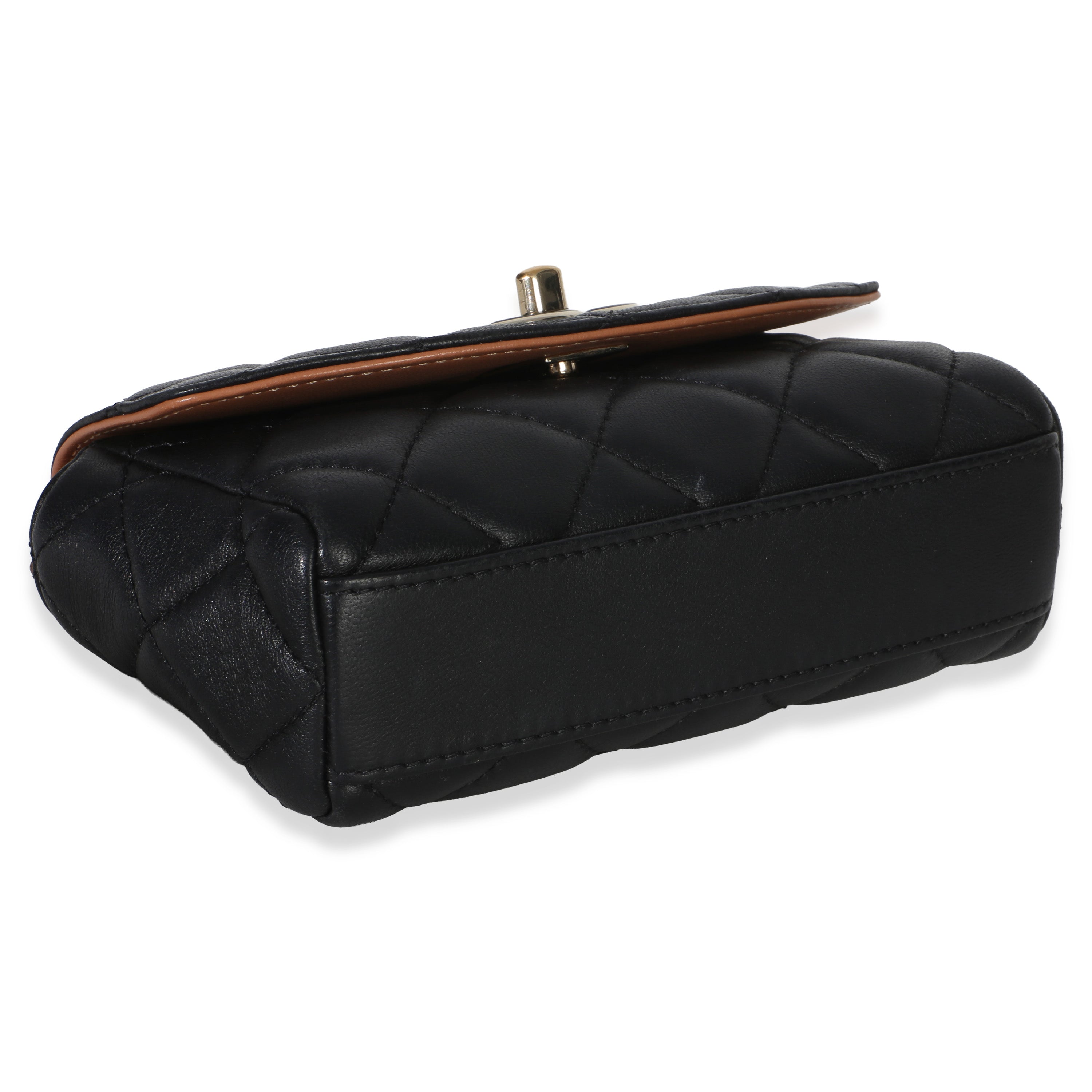 Black Quilted Lambskin Ribbon Chain Small Cocovado Flap Bag