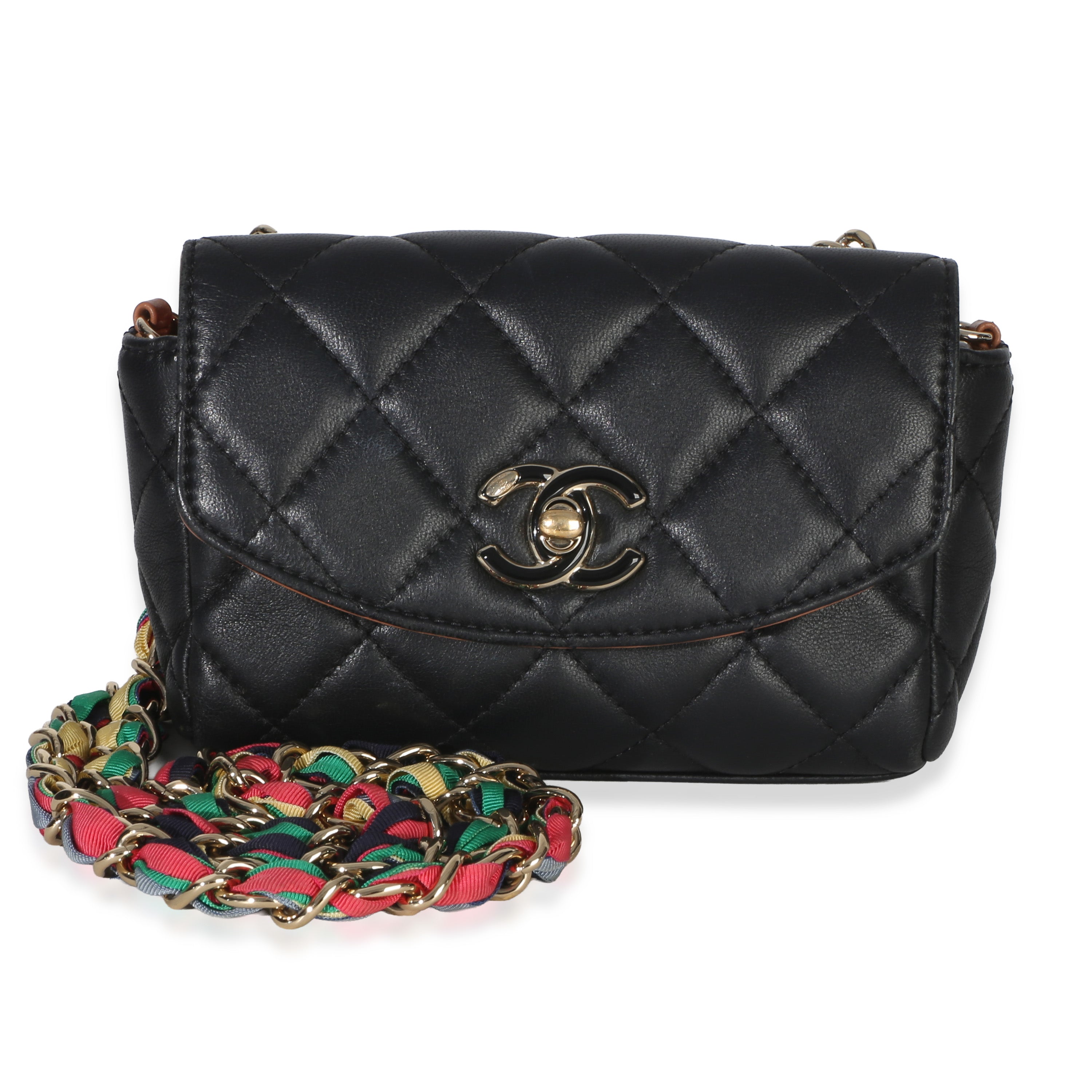 Black Quilted Lambskin Ribbon Chain Small Cocovado Flap Bag