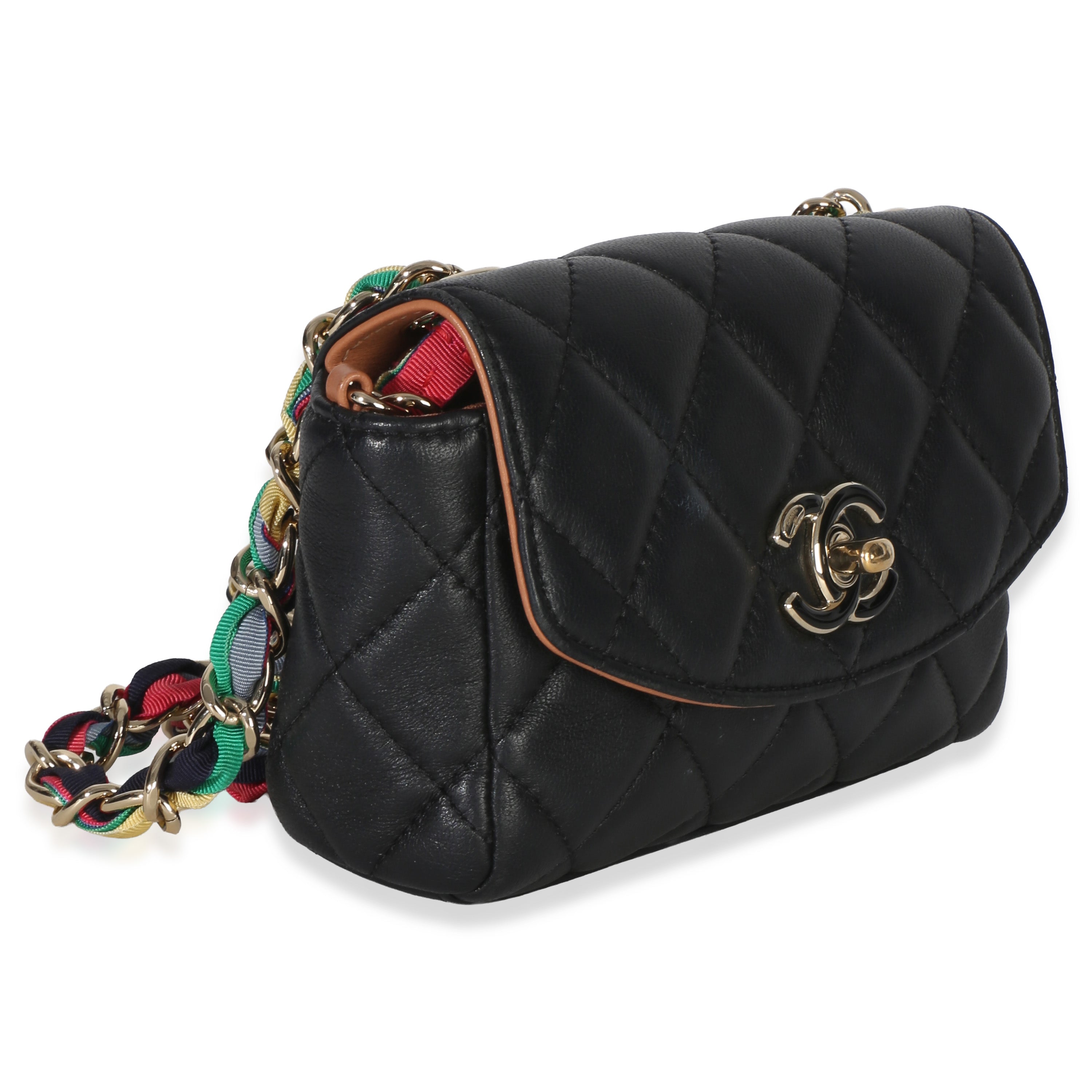 Black Quilted Lambskin Ribbon Chain Small Cocovado Flap Bag