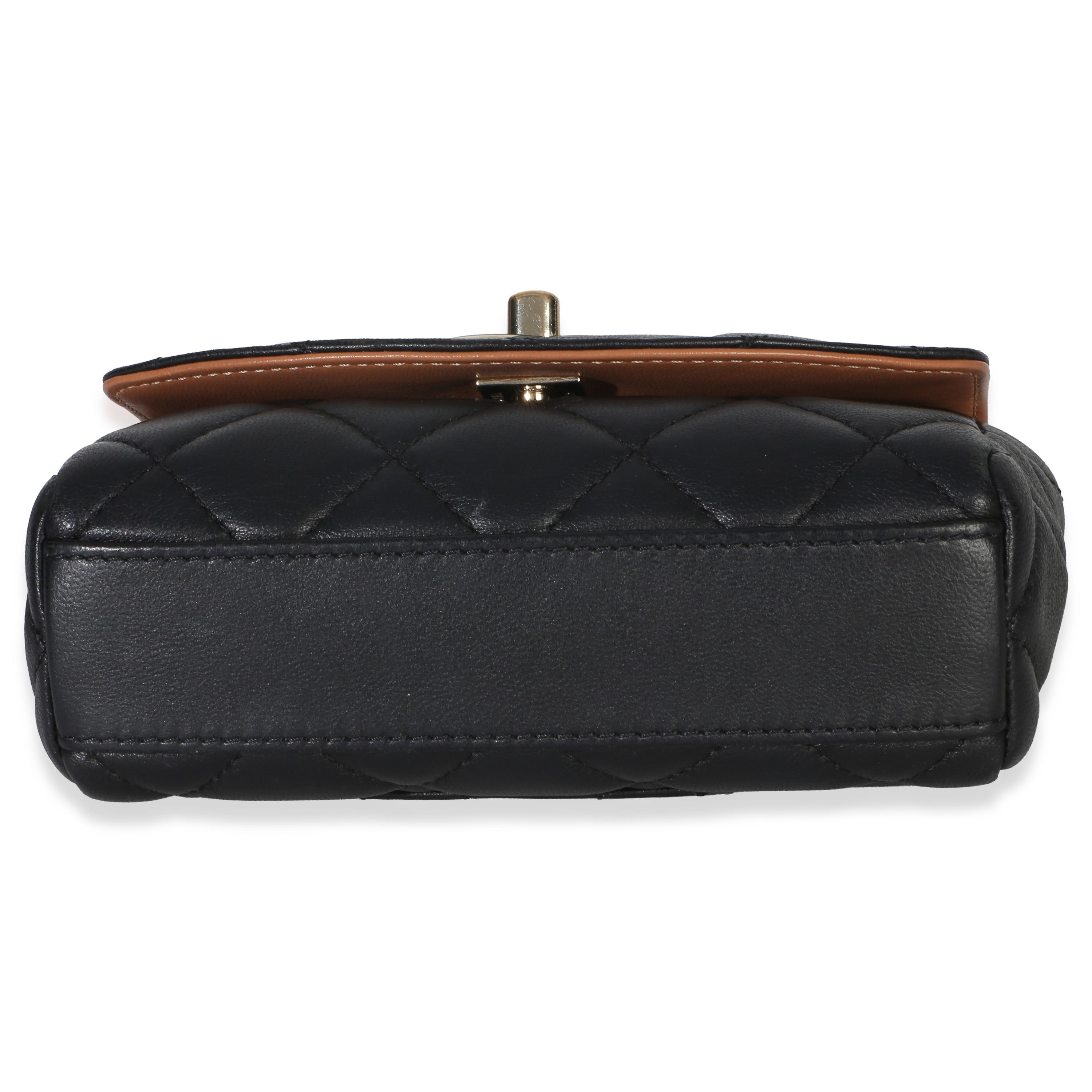Black Quilted Lambskin Ribbon Chain Small Cocovado Flap Bag