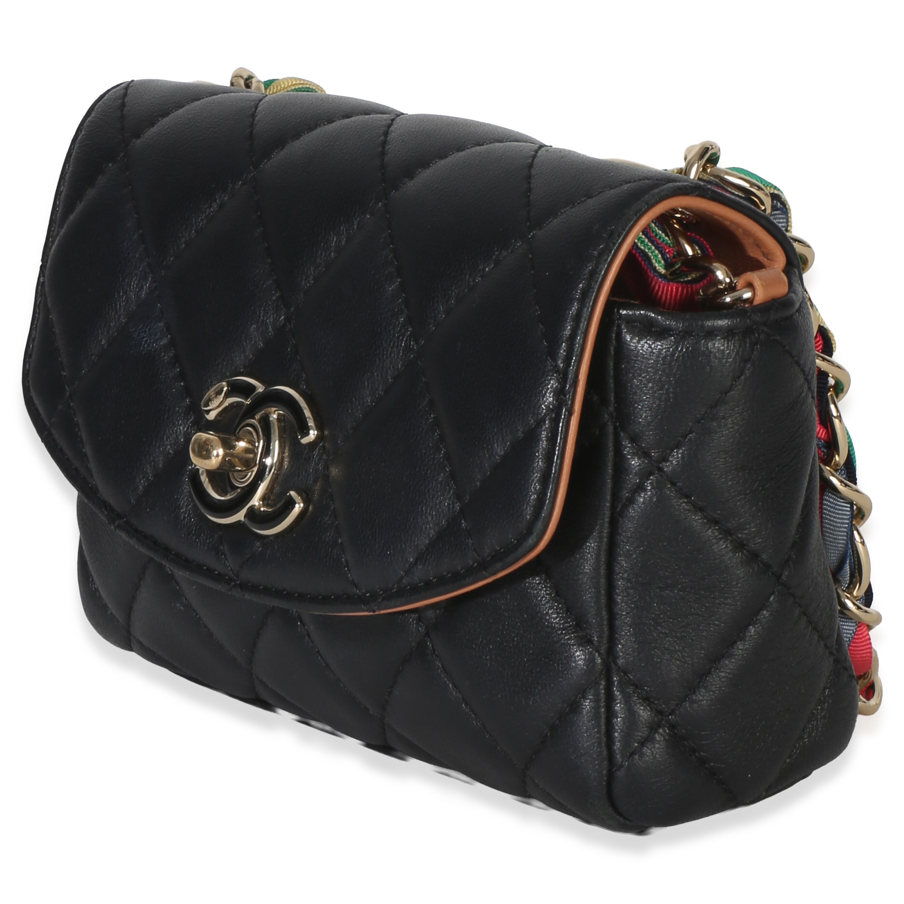 Black Quilted Lambskin Ribbon Chain Small Cocovado Flap Bag