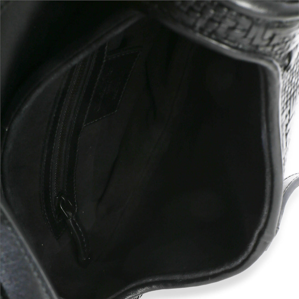 Black Ultramatte Woven Calfskin Saddle Bag