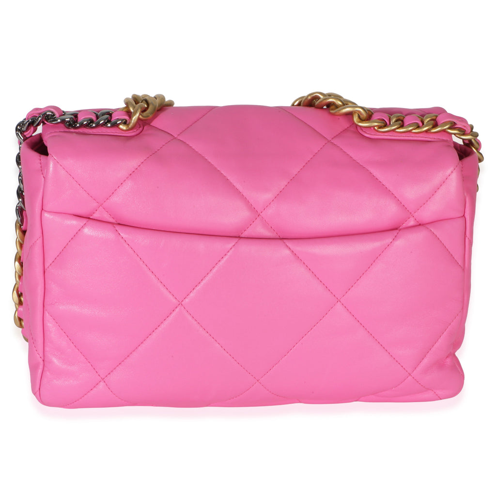 Pink Quilted Lambskin Large Chanel 19 Flap Bag