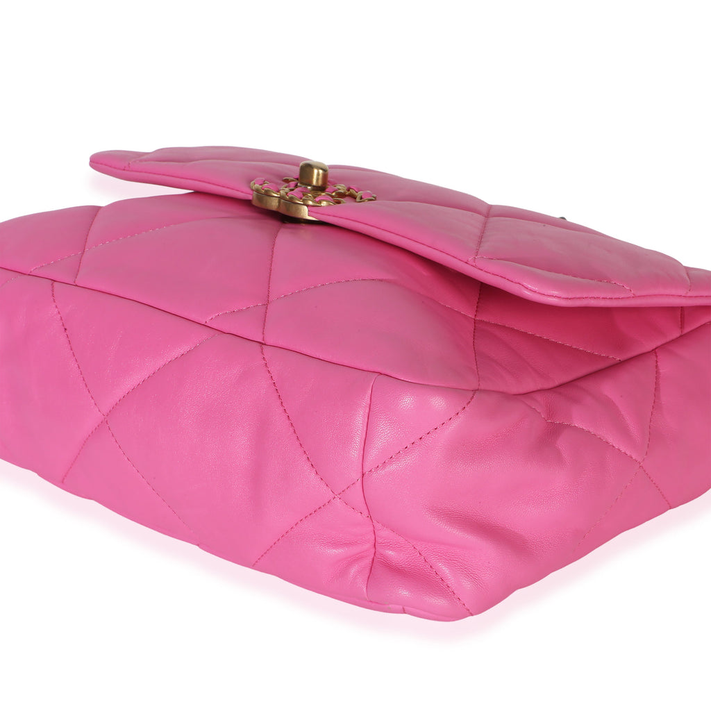 Pink Quilted Lambskin Large Chanel 19 Flap Bag