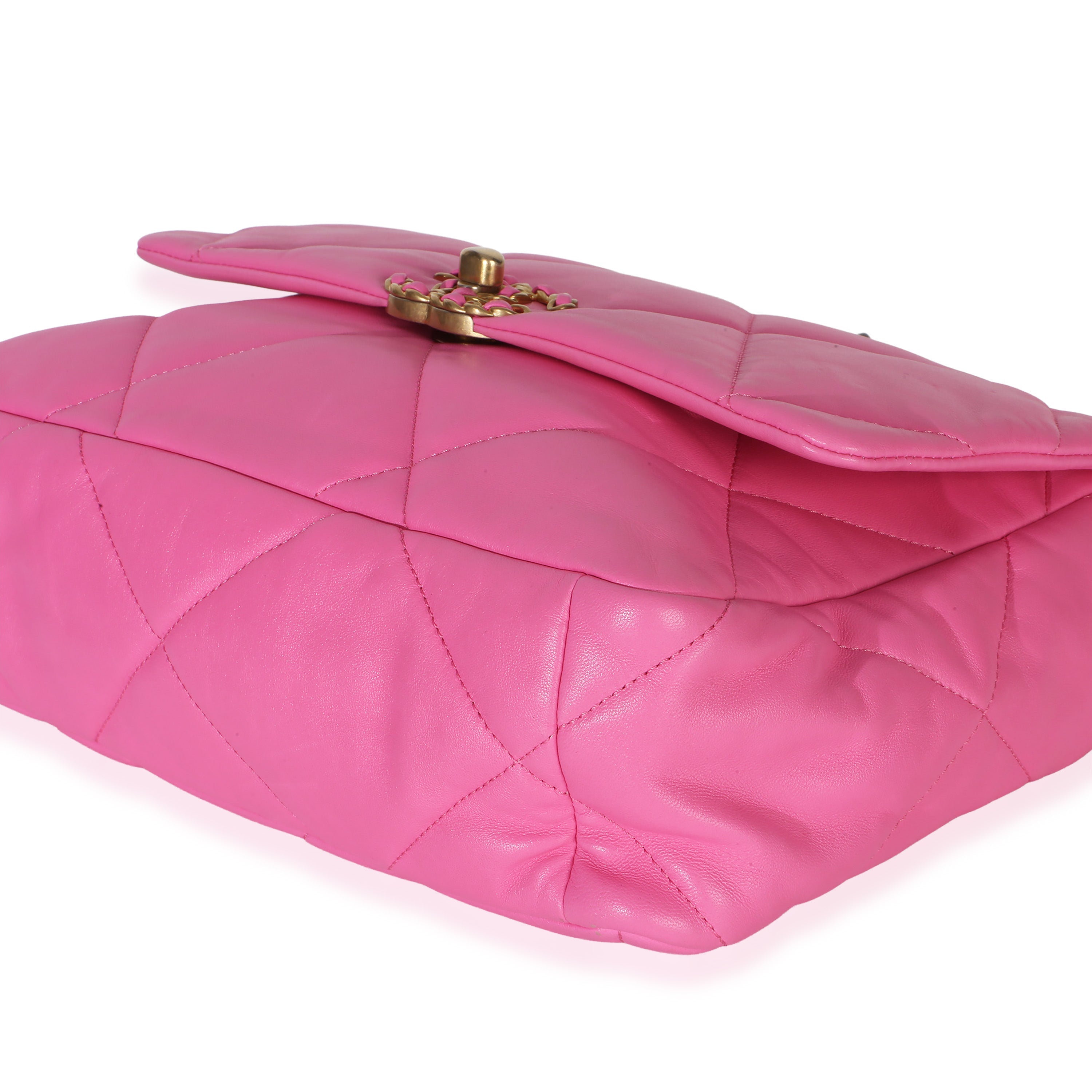 Pink Quilted Lambskin Large Chanel 19 Flap Bag