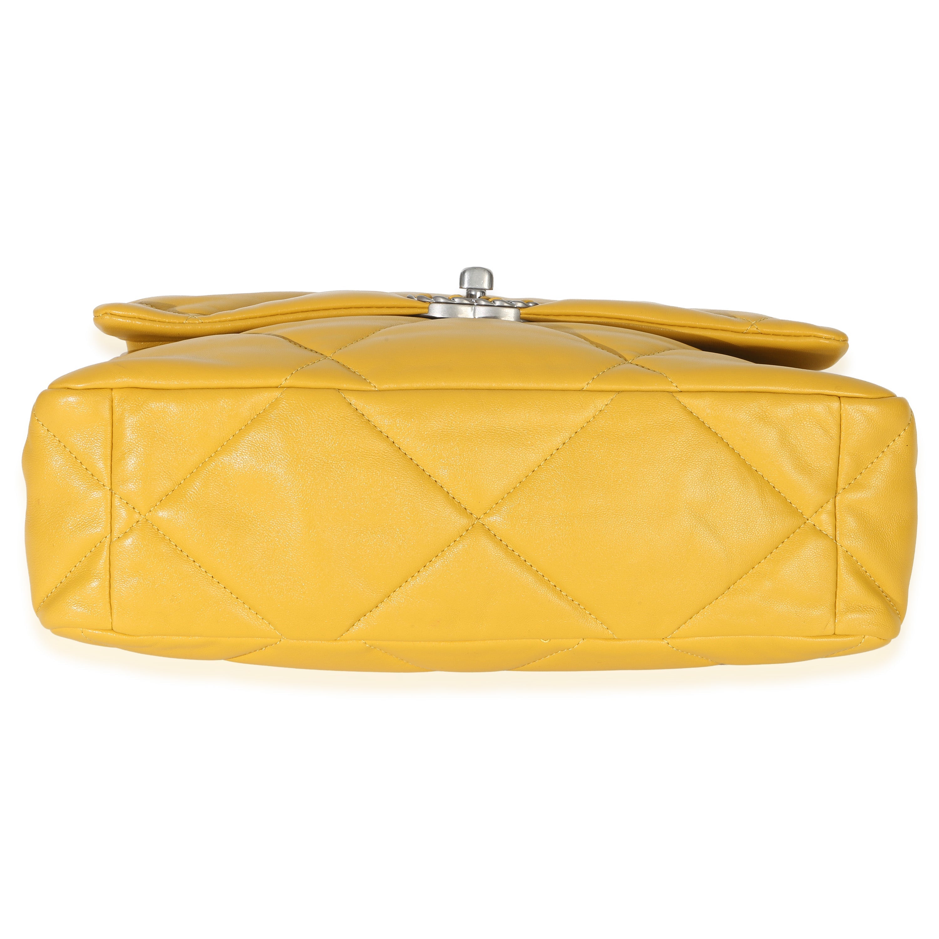 Yellow Quilted Lambskin Large Chanel 19 Flap Bag