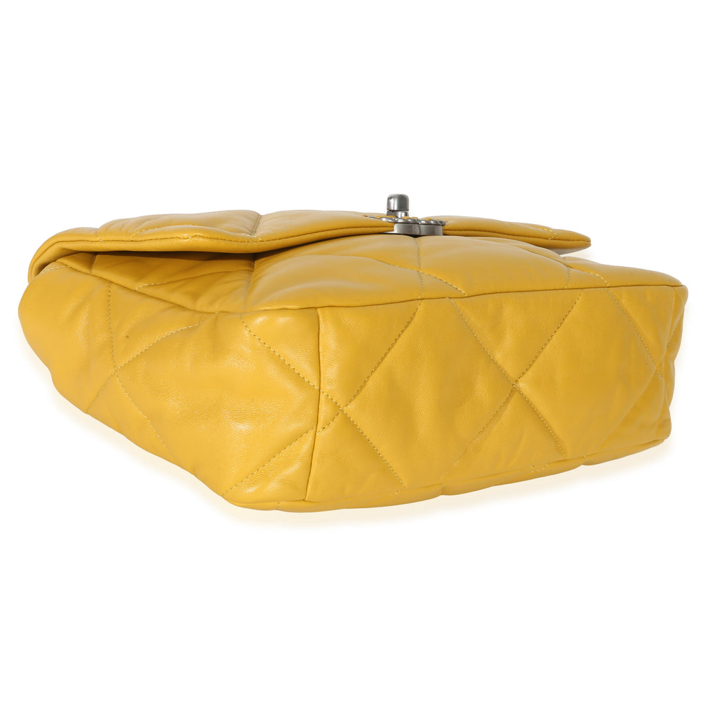 Yellow Quilted Lambskin Large Chanel 19 Flap Bag