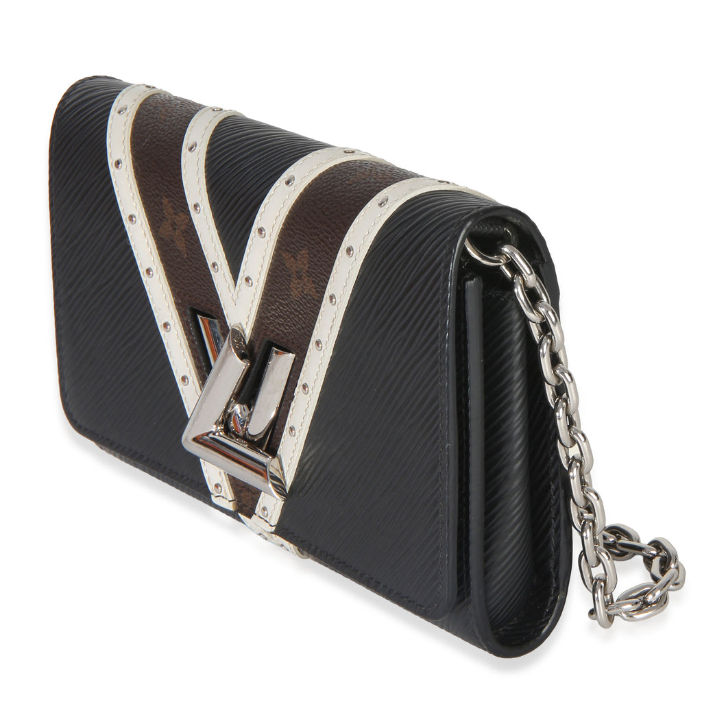 Black White V Monogram Canvas Twist Wallet on Chain